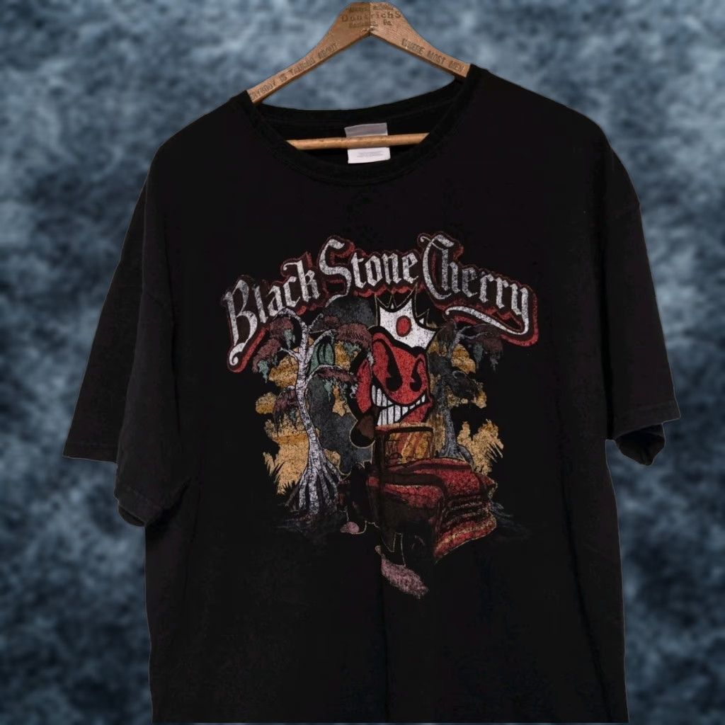 Hanes VINTAGE Black Stone Cherry Tour T-shirt XL Metal Band Rock Rare Hanes T-Shirt Short Sleeve Men Graphic Print XL Black Mens Size US XL / EU 56 / 4 - 1 Thumbnail