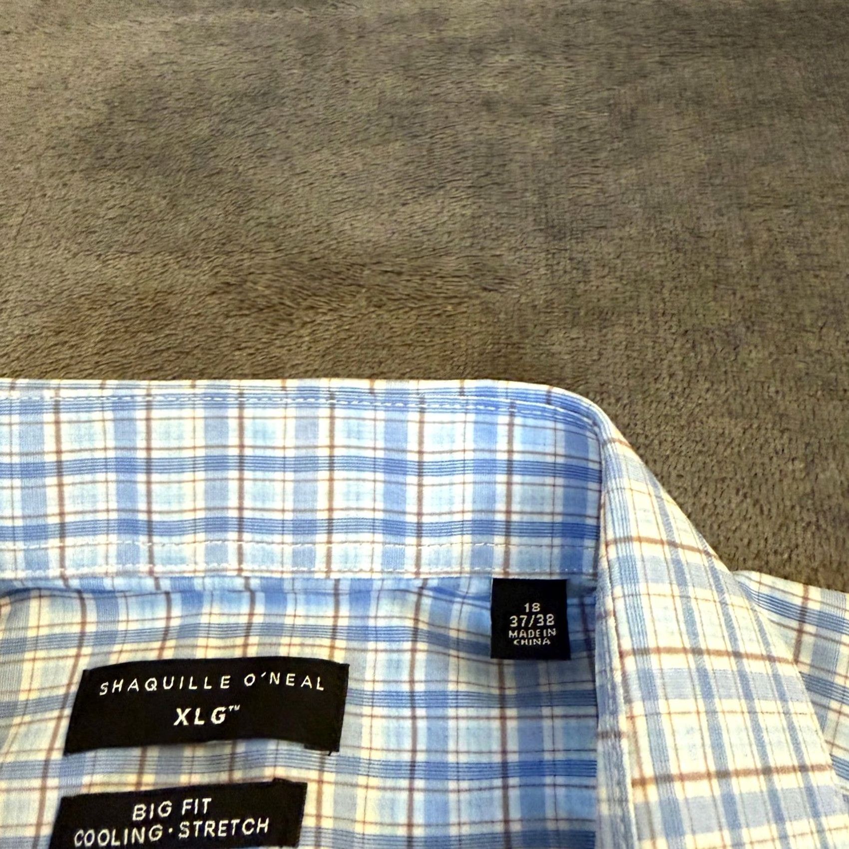 Vintage VINTAGE Shaquille O'Neal Dress Shirt Plaid Blue Mens 18 37/38 Shirt Big and Tall Long Sleeve Size 48R - 6 Thumbnail