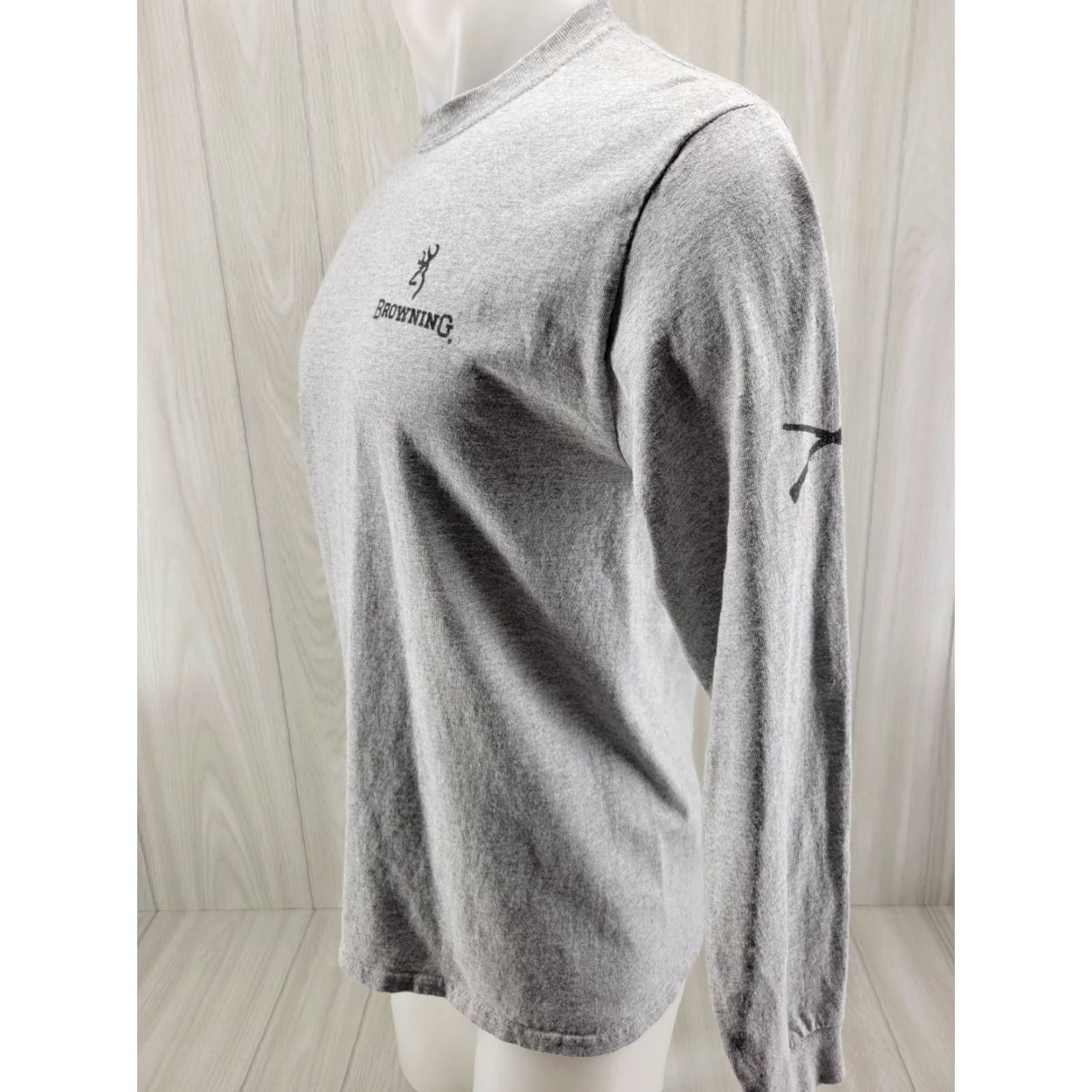 Vintage Browning Hunting Gray Long Sleeve T-Shirt Mens Medium Flag Patriotic Size US M / EU 48-50 / 2 - 3 Thumbnail