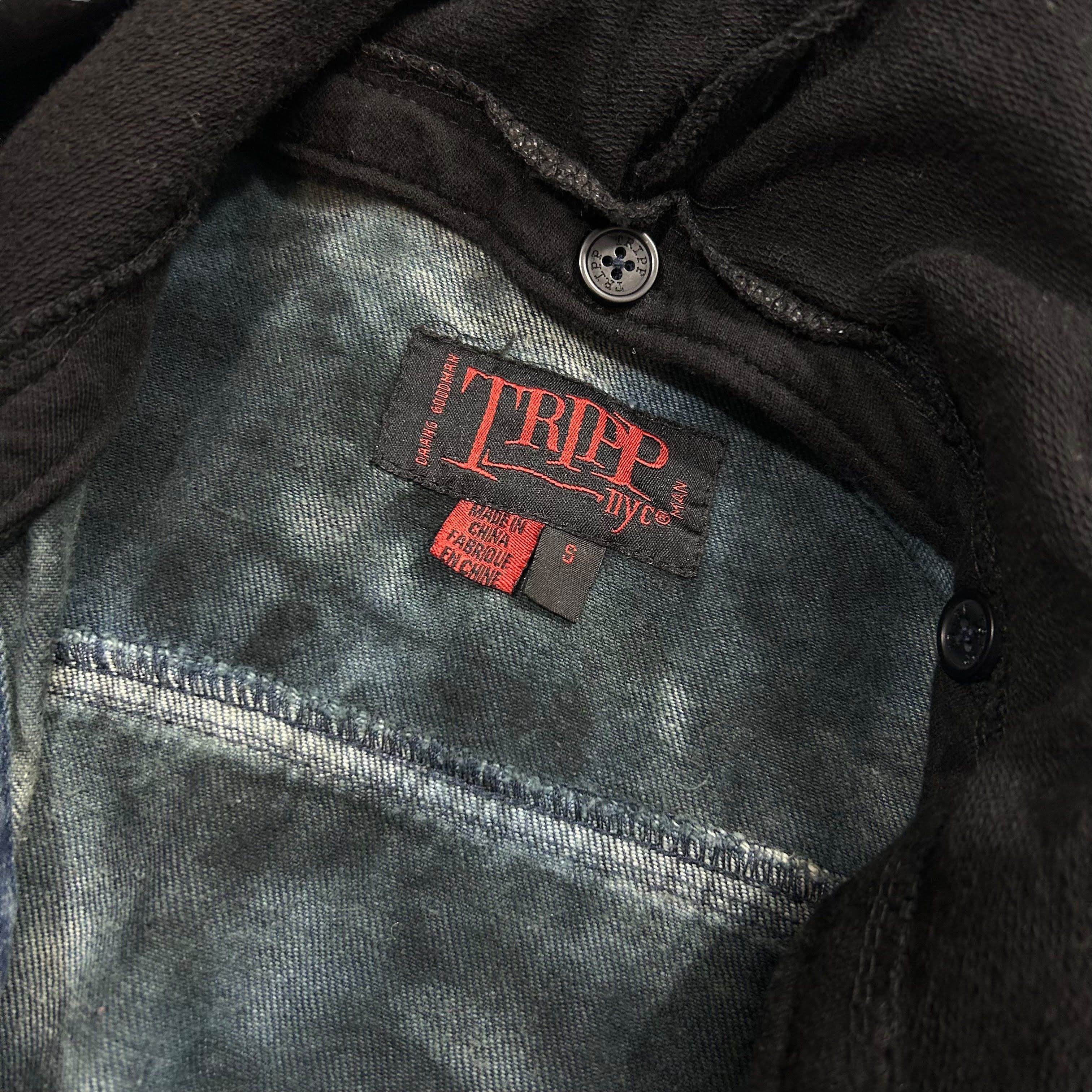 Tripp NYC Tripp NYC Blue Black Acid Wash Denim Vest Hooded S Size US S / EU 44-46 / 1 - 4 Thumbnail