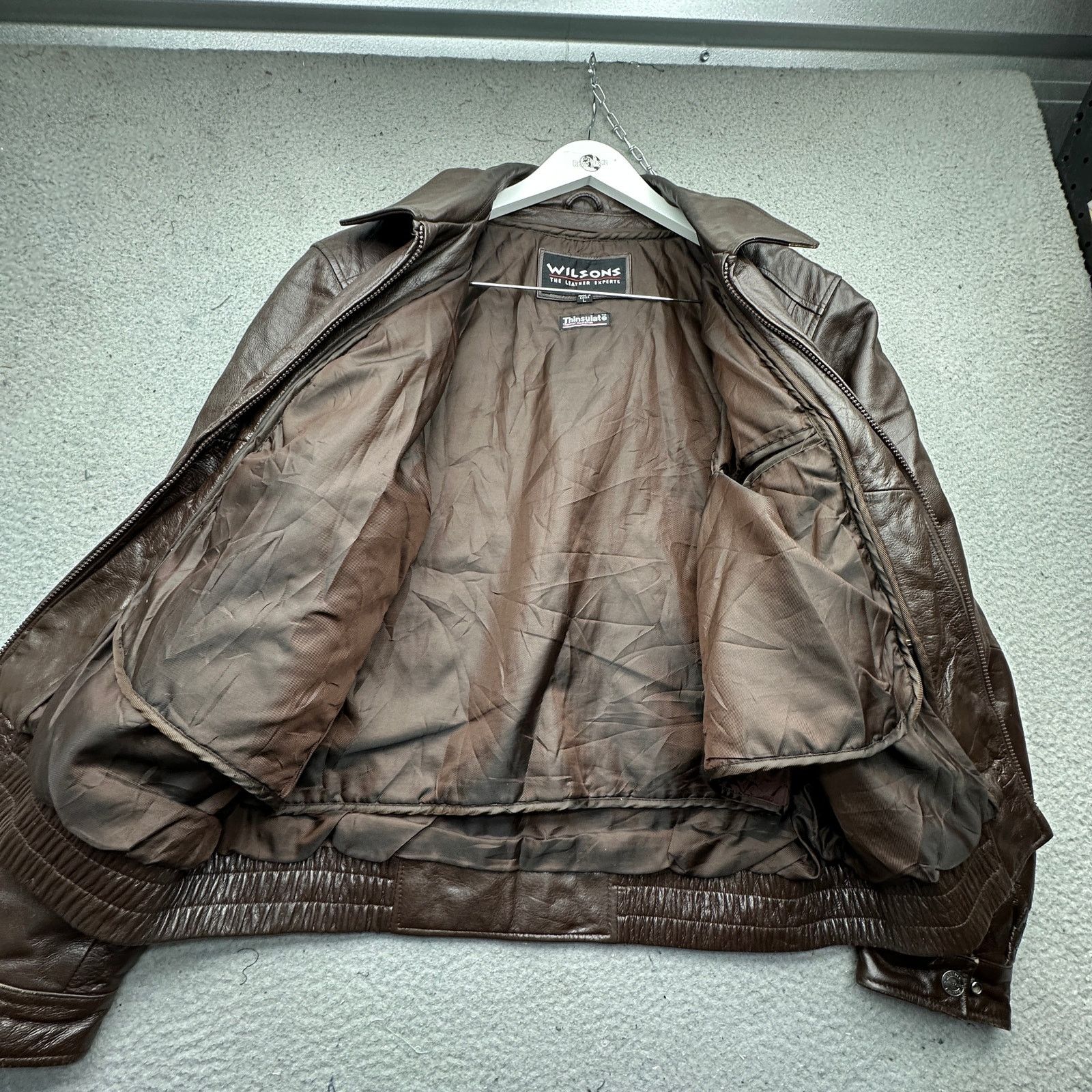 Wilsons Leather Wilsons Thinsulate Zip Jacket Mens Large Lined Brown Size US L / EU 52-54 / 3 - 12 Thumbnail