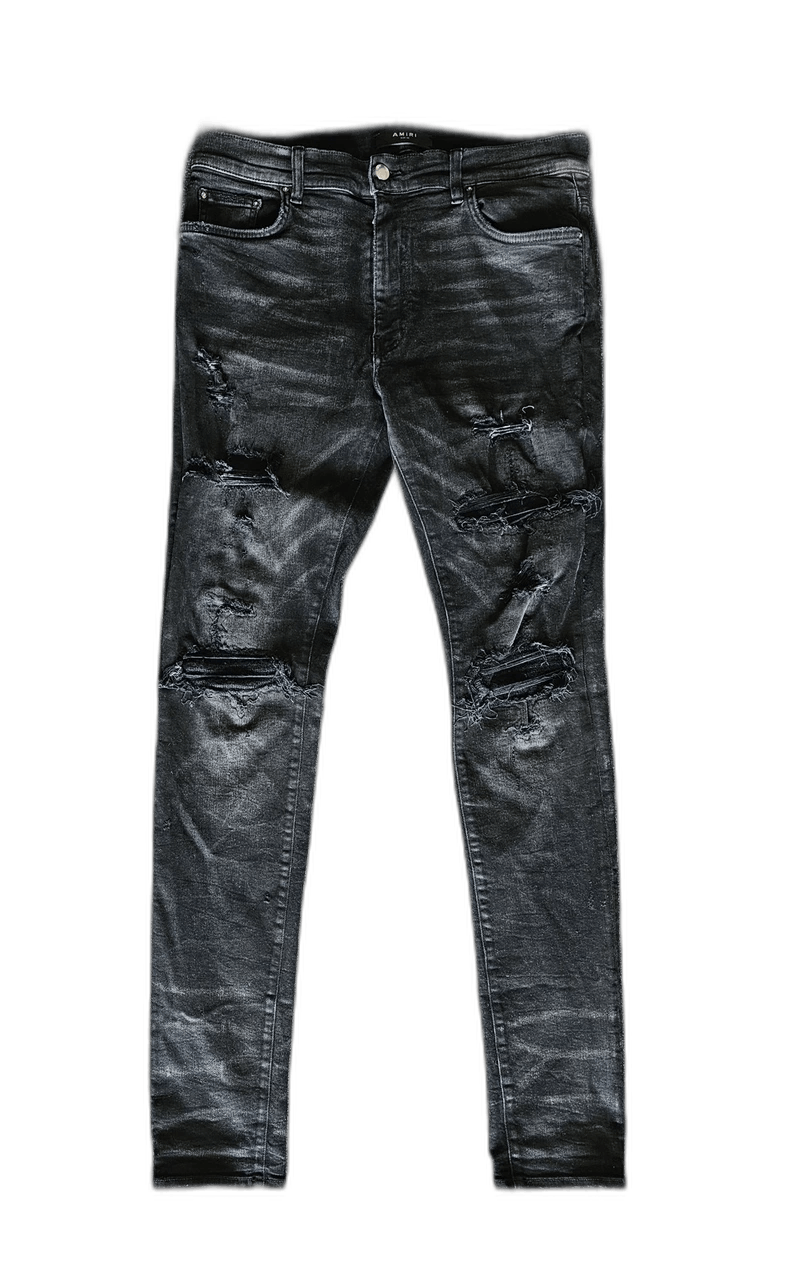 Amiri Amiri MX1 Ripped Black Denim Jeans Size US 34 / EU 50 - 1 Thumbnail