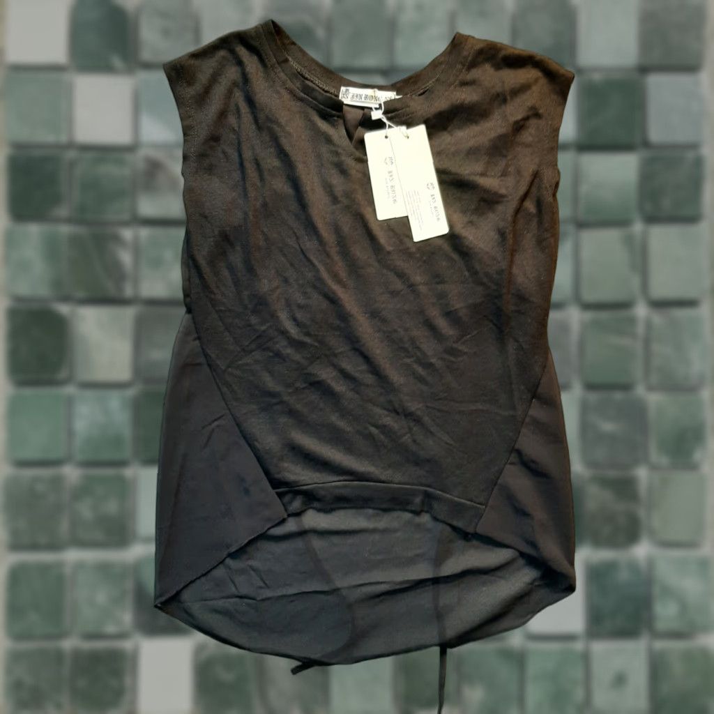 Vintage Jin Fang Rong Womens M Top Sleeveless Black NEW Casual Cardigan Medium M Womens Size M / US 6-8 / IT 42-44 - 1 Thumbnail