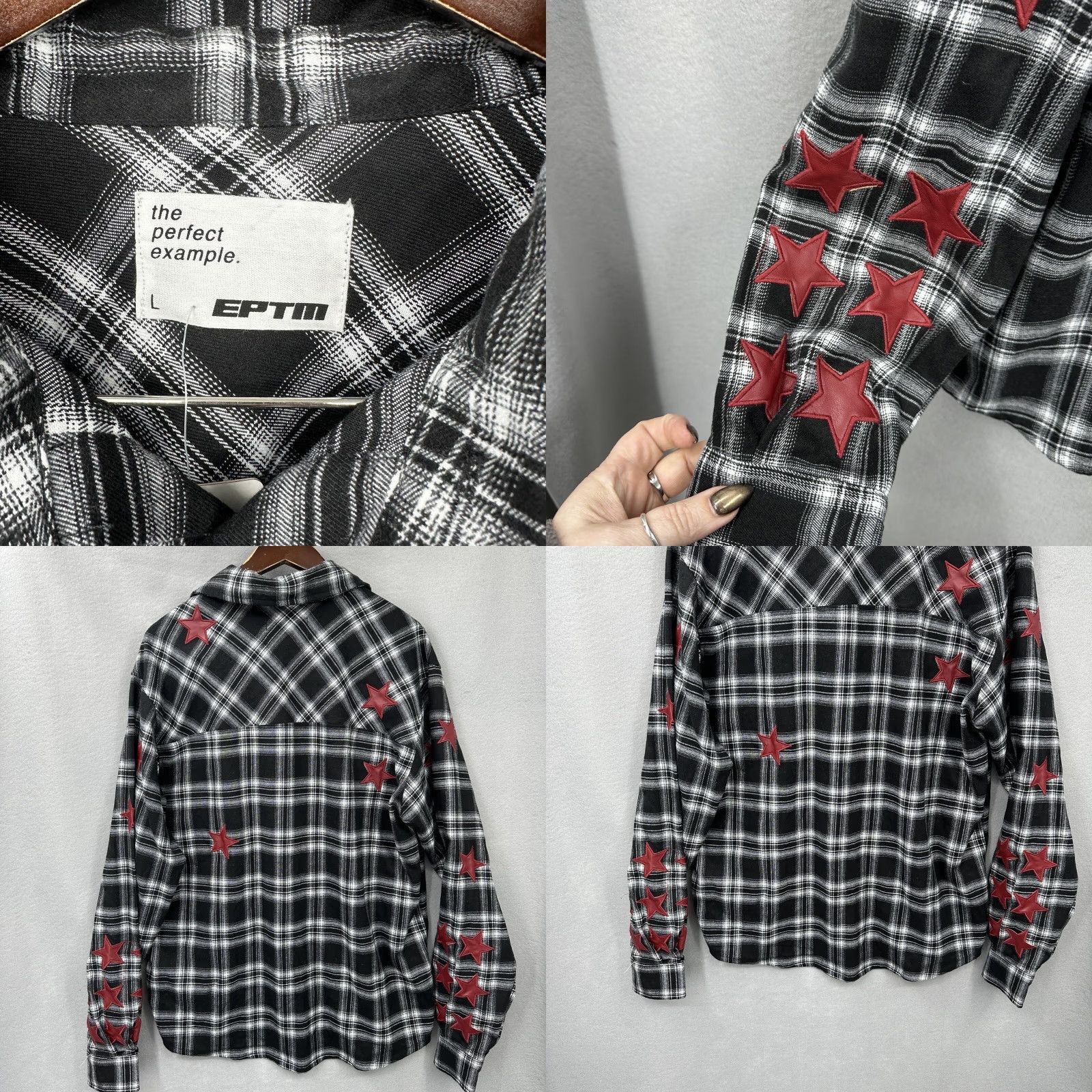 Vintage EPTM Shirt Mens L Flannel Button Front Stars Street Style Oversized Western y2k Size US L / EU 52-54 / 3 - 8 Thumbnail