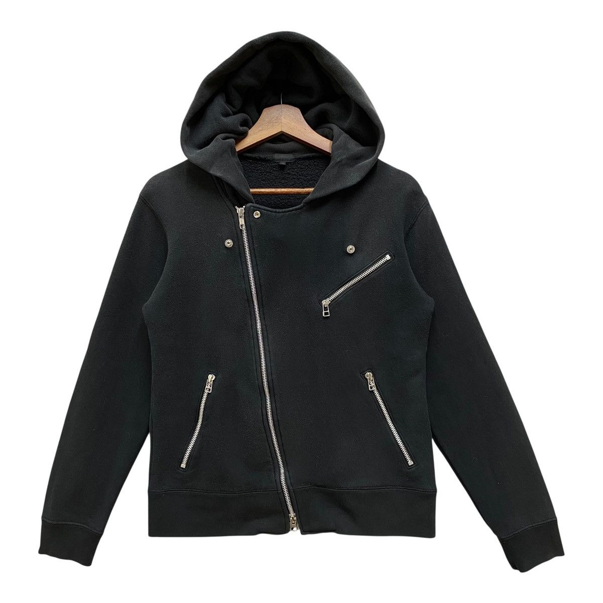 Beams Japan BEAMS Japan Asymmetrical Full Zip Hoodie Cotton Jacket Black Size US S / EU 44-46 / 1 - 1 Thumbnail