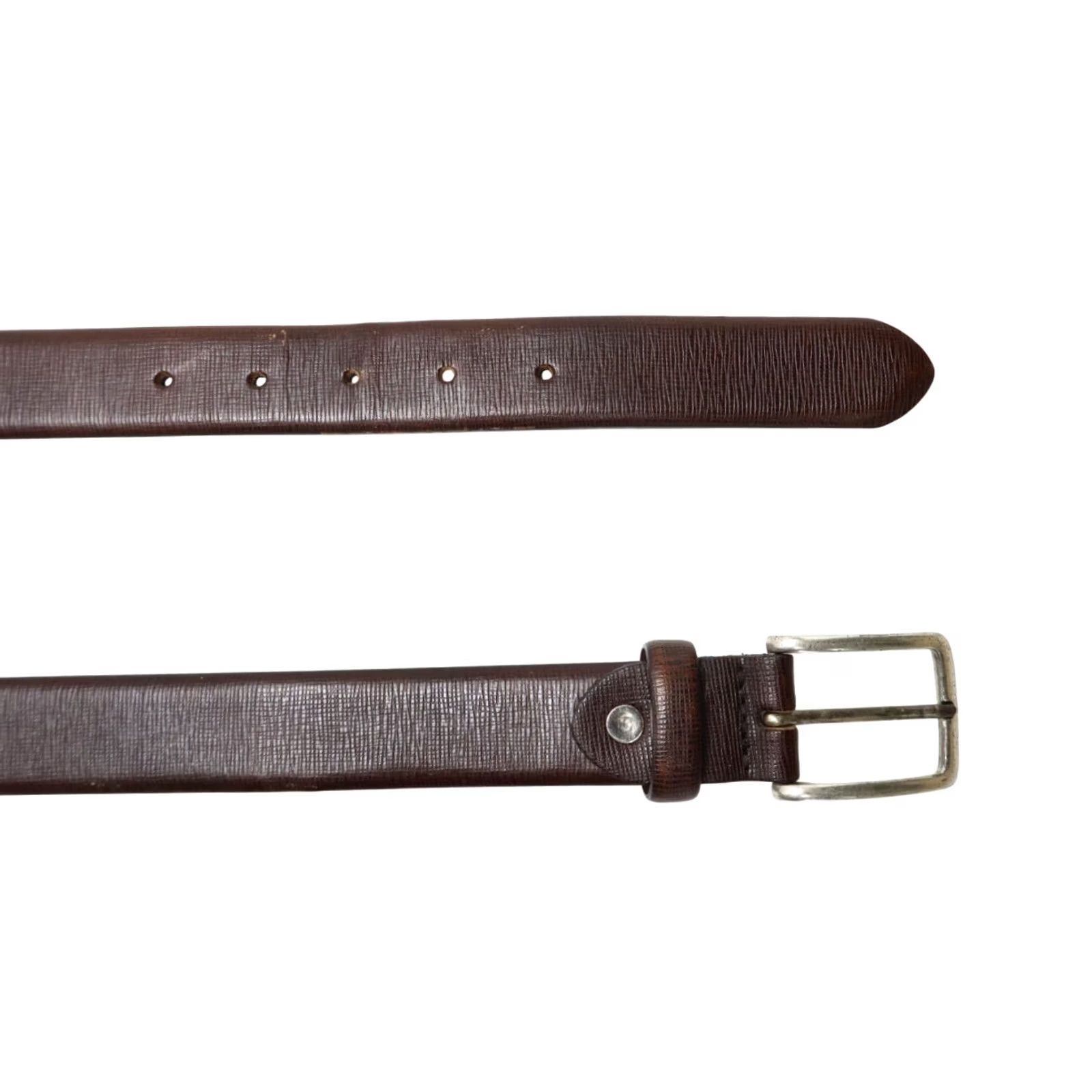 Suitsupply Suitsupply Belt Men’s 85/34 Genuine Leather Square Buckle Adjustable Textured Belt Mens 85/34 Brown Leather Size ONE SIZE - 2 Thumbnail