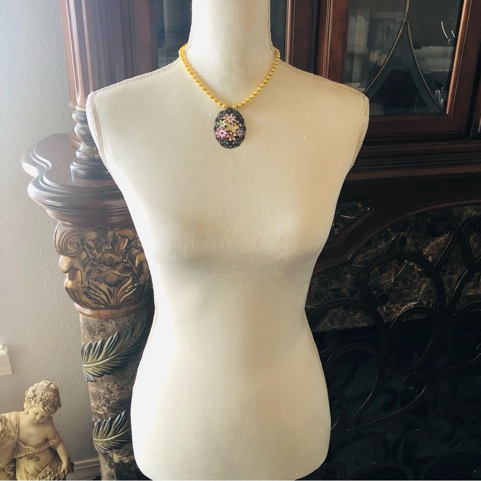 Handmade Handcrafted repurpose floral garden filigree Pearl necklace Size ONE SIZE - 7 Thumbnail