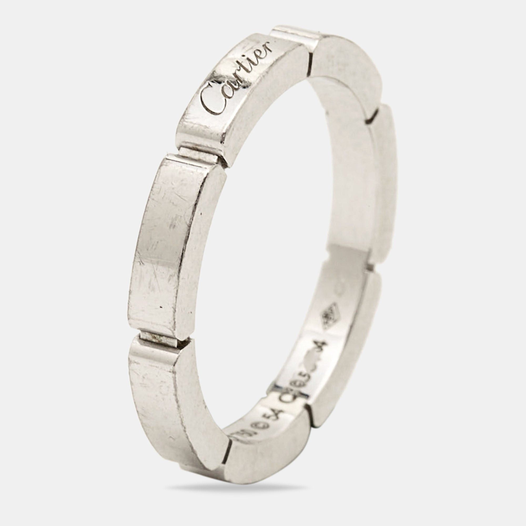 image of Cartier Mallion Panthere 18K White Gold Band Ring Size 54, Women's