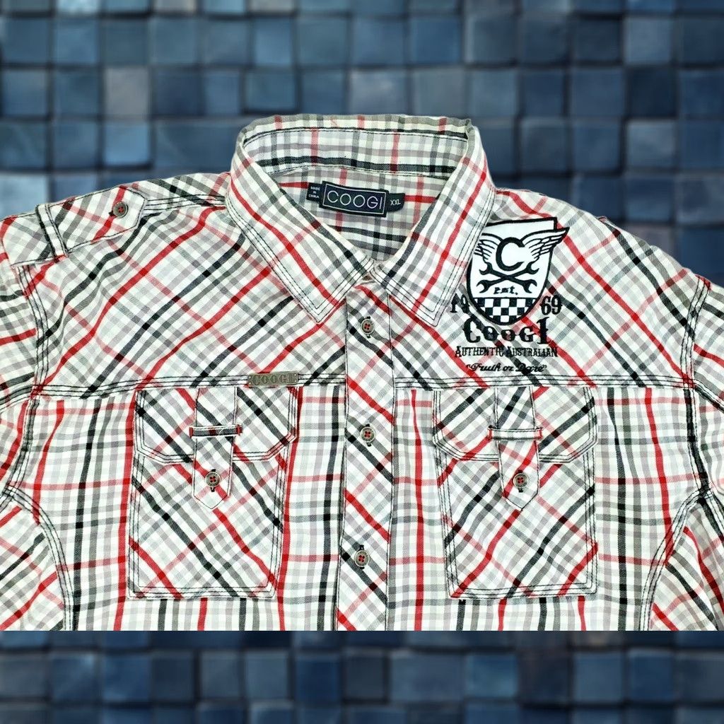 Coogi COOGI Australia Long Sleeve Plaid Button-Down Shirt Men 2XL Red Embroidery, Multicolor, Cotton, Casual Shirt, Button-Up, Regular Fit Size US XXL / EU 58 / 5 - 1 Thumbnail