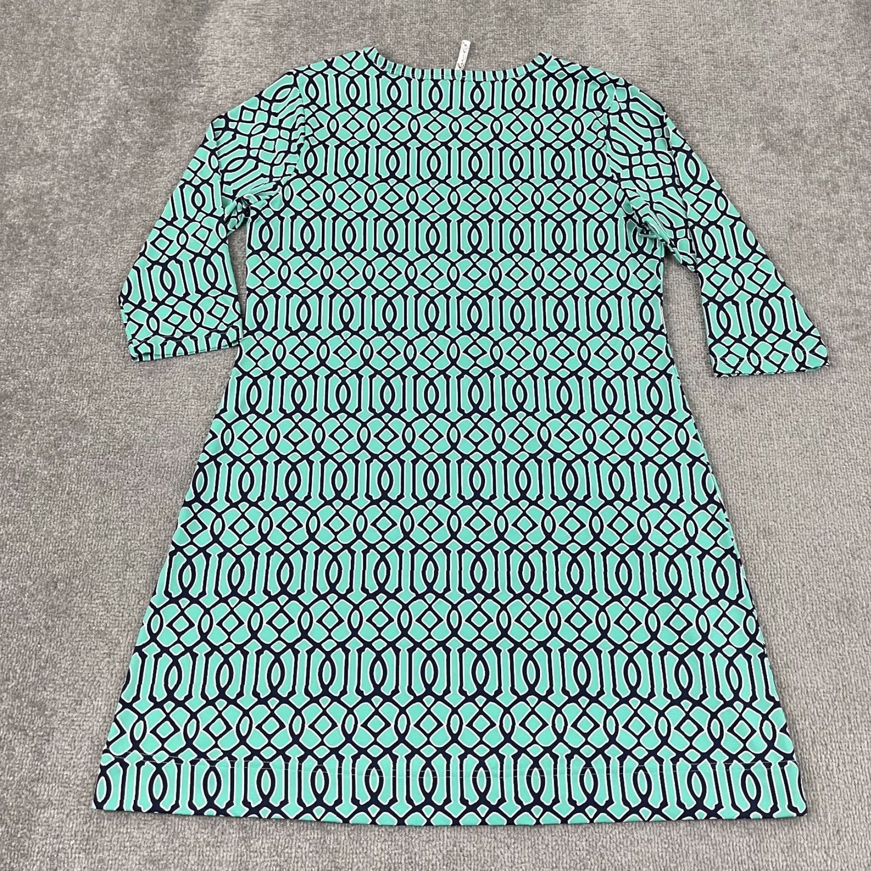 Vintage VINTAGE Lulu B Women's Tunic Dress Mini Dress Casual Party Summer Spring Fall Women Large Green Blue Geometric 3/4 Sleeve Size L / US 10 / IT 46 - 7 Thumbnail