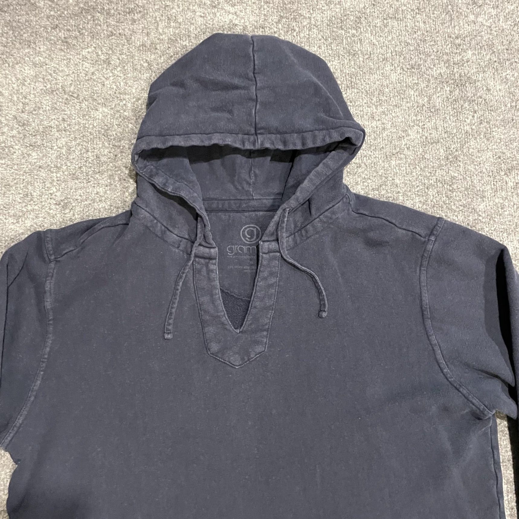 Gramicci Gramicci Hoodie Mens M Blue Hemp Organic Cotton Pullover Sweatshirt V Notch Neck Front Kangaroo Pocket Logo Size US M / EU 48-50 / 2 - 3 Thumbnail