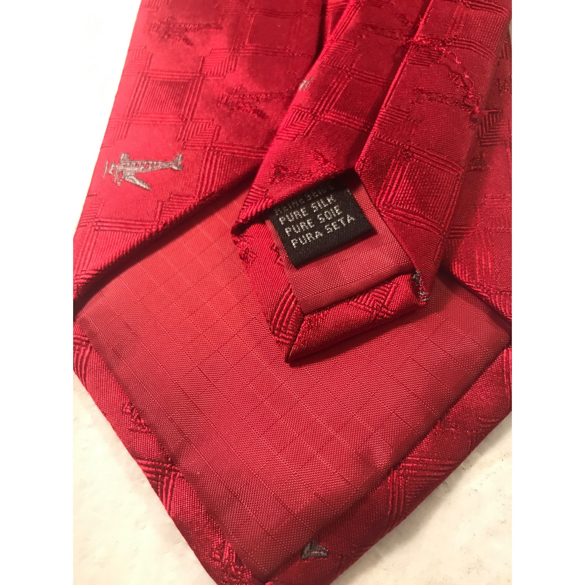 Other Düsseldorf International Reine Seide Red With Airplanes Tie Size ONE SIZE - 3 Thumbnail