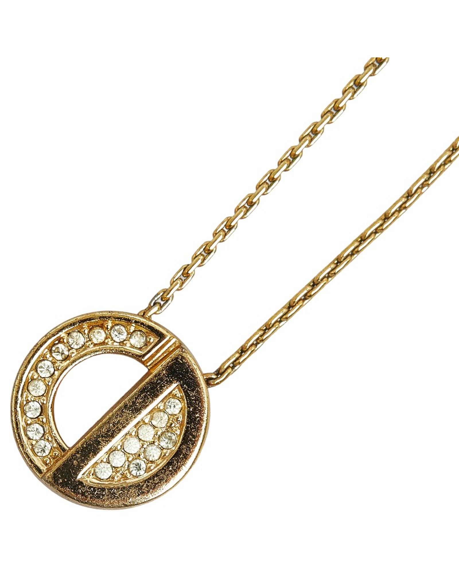 image of Dior Crystal Pendant Necklace With Gold Detail, Women's