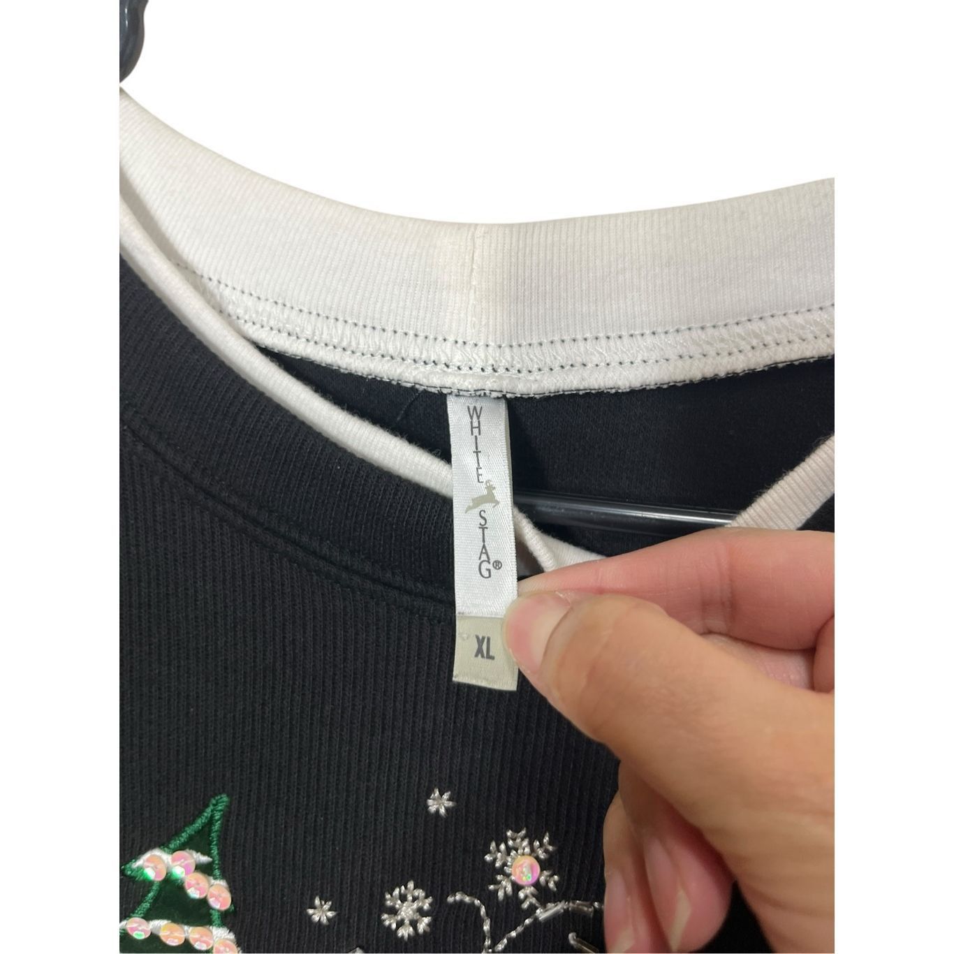 Other 90s Y2K Vintage White Stag Ladies Christmas Knit Pullover Sw Size XL / US 12-14 / IT 48-50 - 4 Thumbnail