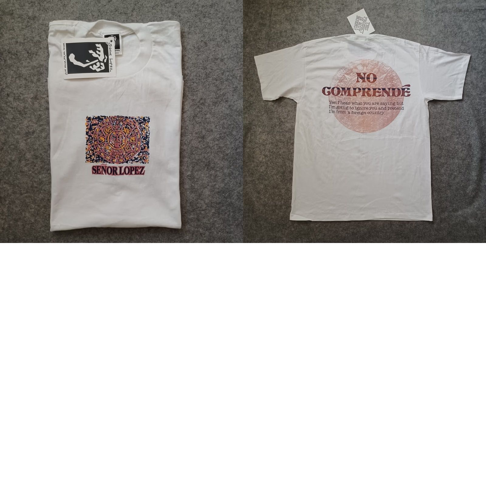 Vintage VINTAGE Senor Lopez T Shirt Mens XL White No Comprende Aztec Graphic USA Shirt Size US XL / EU 56 / 4 - 9 Thumbnail