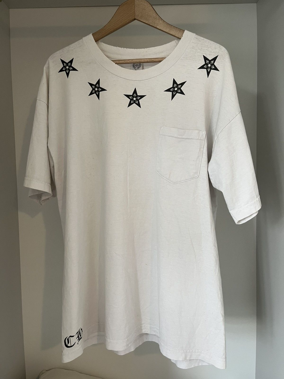 Chrome Hearts Hollywood Neck Stars White Tee