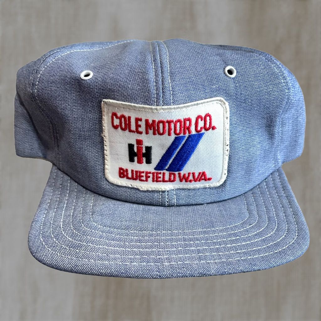 Vintage VINTAGE Cole Motors Trucker Hat Cap Made In USA 80s Patch International Blue Denim Mens Size ONE SIZE - 1 Thumbnail