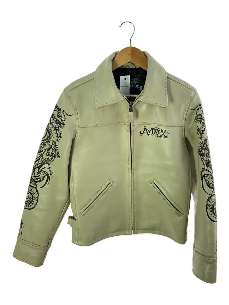 Avirex Plain Sheepskin Leather Jacket Blouson Cream