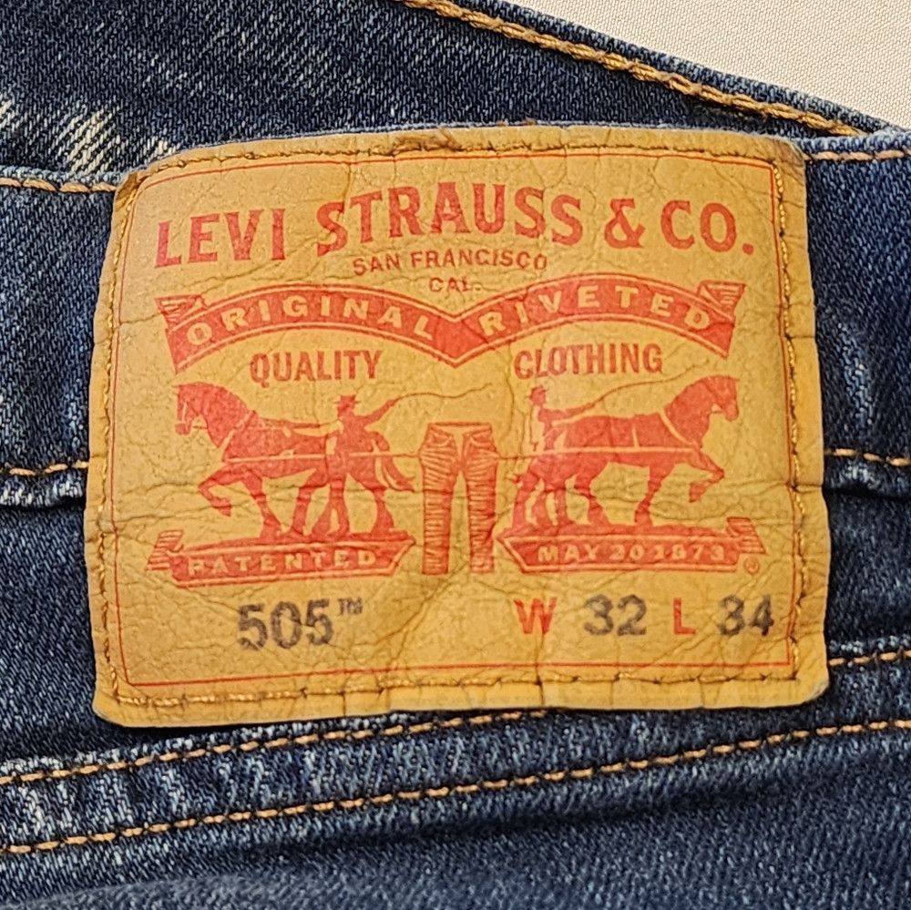 Jean × Levi's Levi's 505 Dark Denim Blue Jeans Classic Straight Leg High Size US 32 / EU 48 - 2 Thumbnail