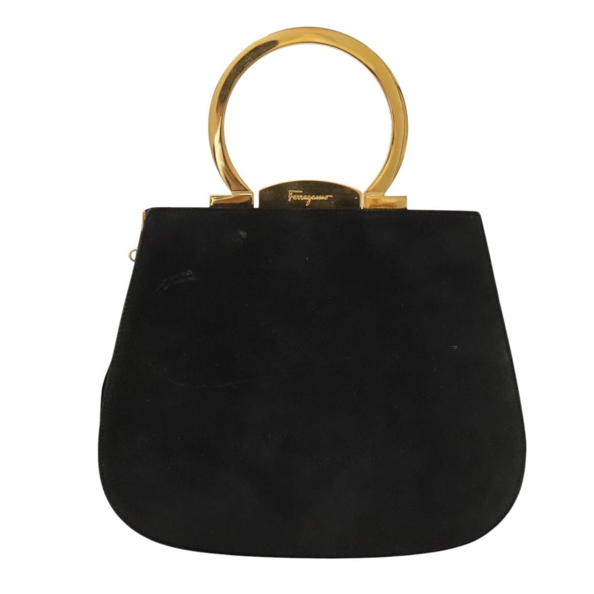 Salvatore Ferragamo Salvatore Ferragamo Gancini Hand Bag Suede Black Gold Size ONE SIZE - 2 Thumbnail