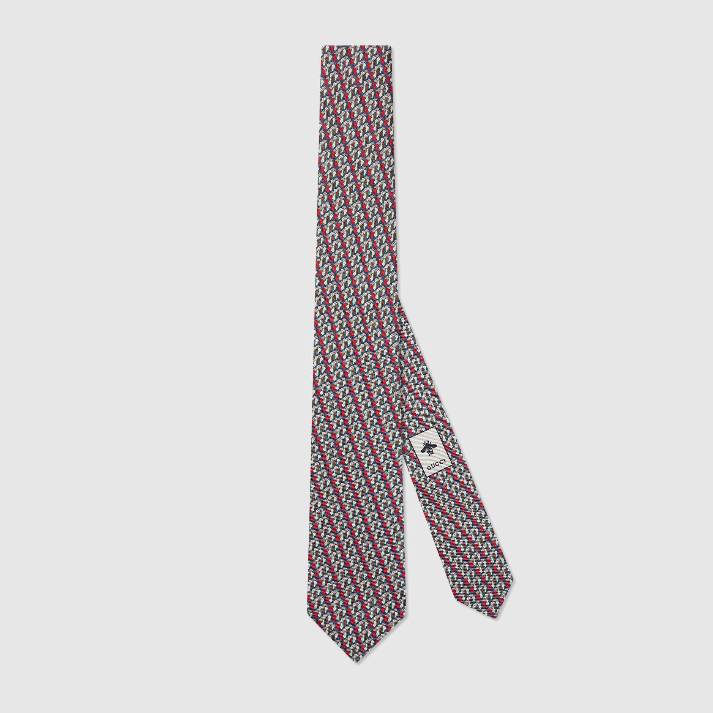 Gucci GUCCI Valigeria navy blue & red trunk print silk tie NWT Size ONE SIZE - 1 Thumbnail
