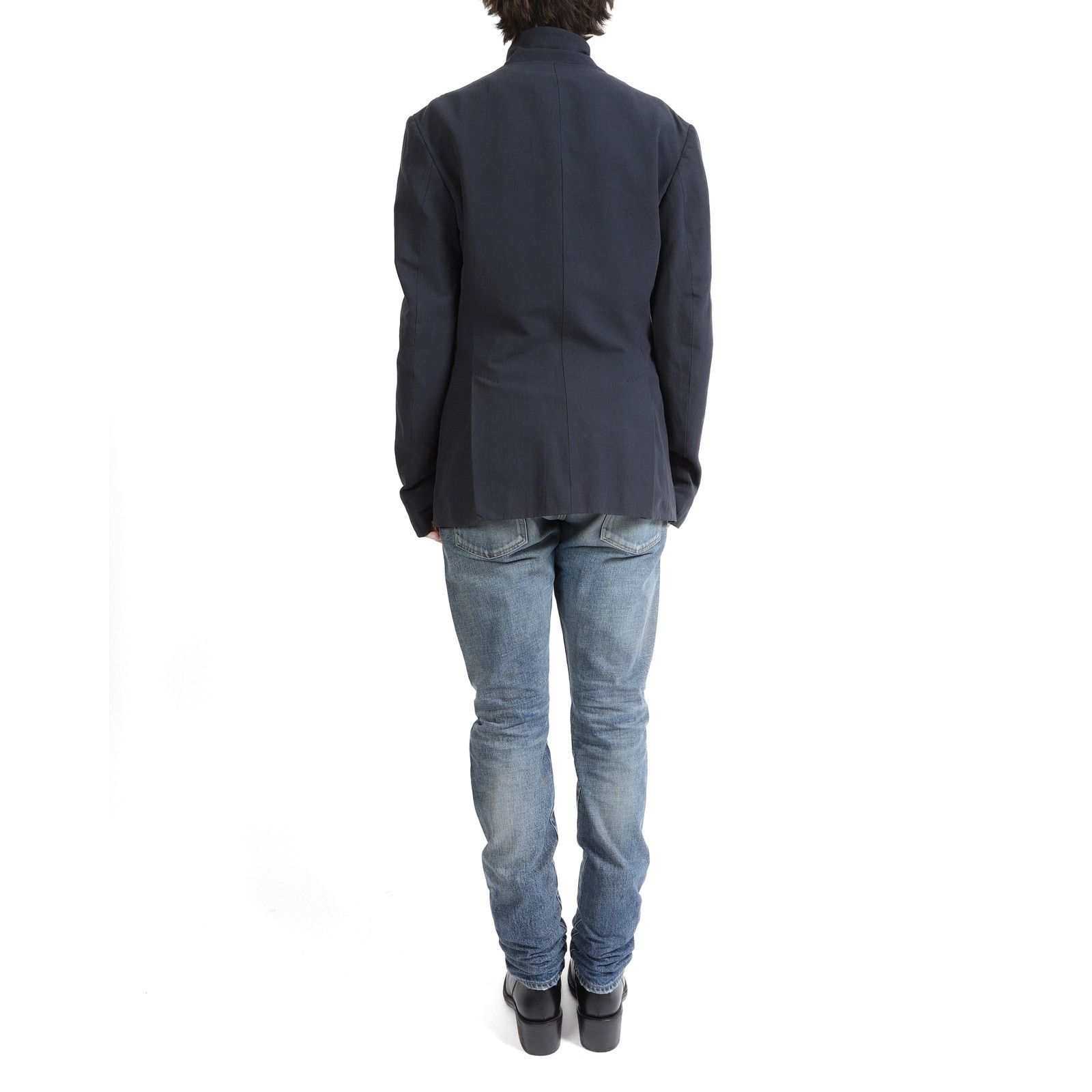 Haider Ackermann SS17 Double Breasted Blazer in Blue Cotton & Linen Size 48R - 6 Thumbnail