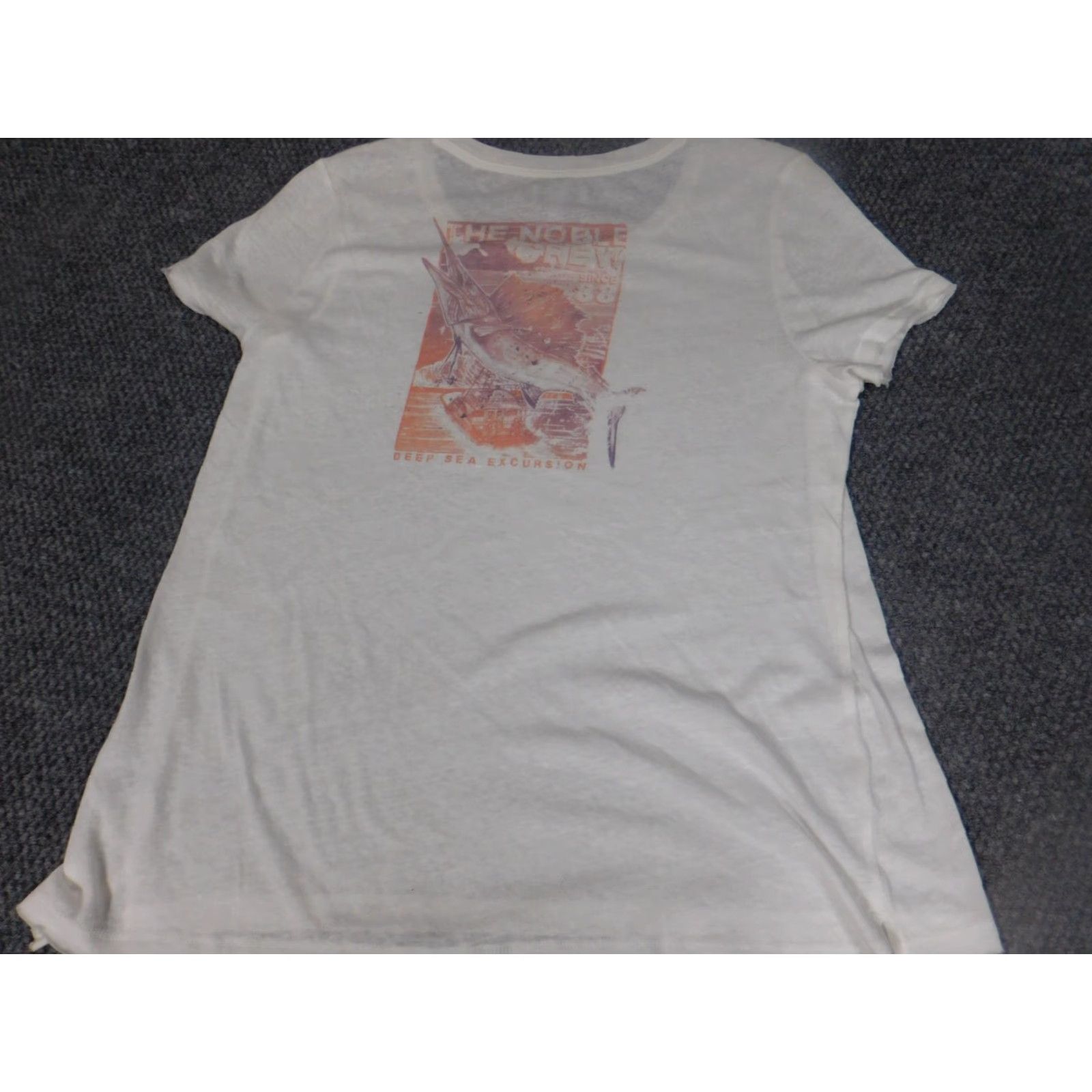 Vintage Ocean & Coast Blouse Womens L White Short Sleeve Crew Neck Button Fish Beach Casual Shirt Size L / US 10 / IT 46 - 7 Thumbnail