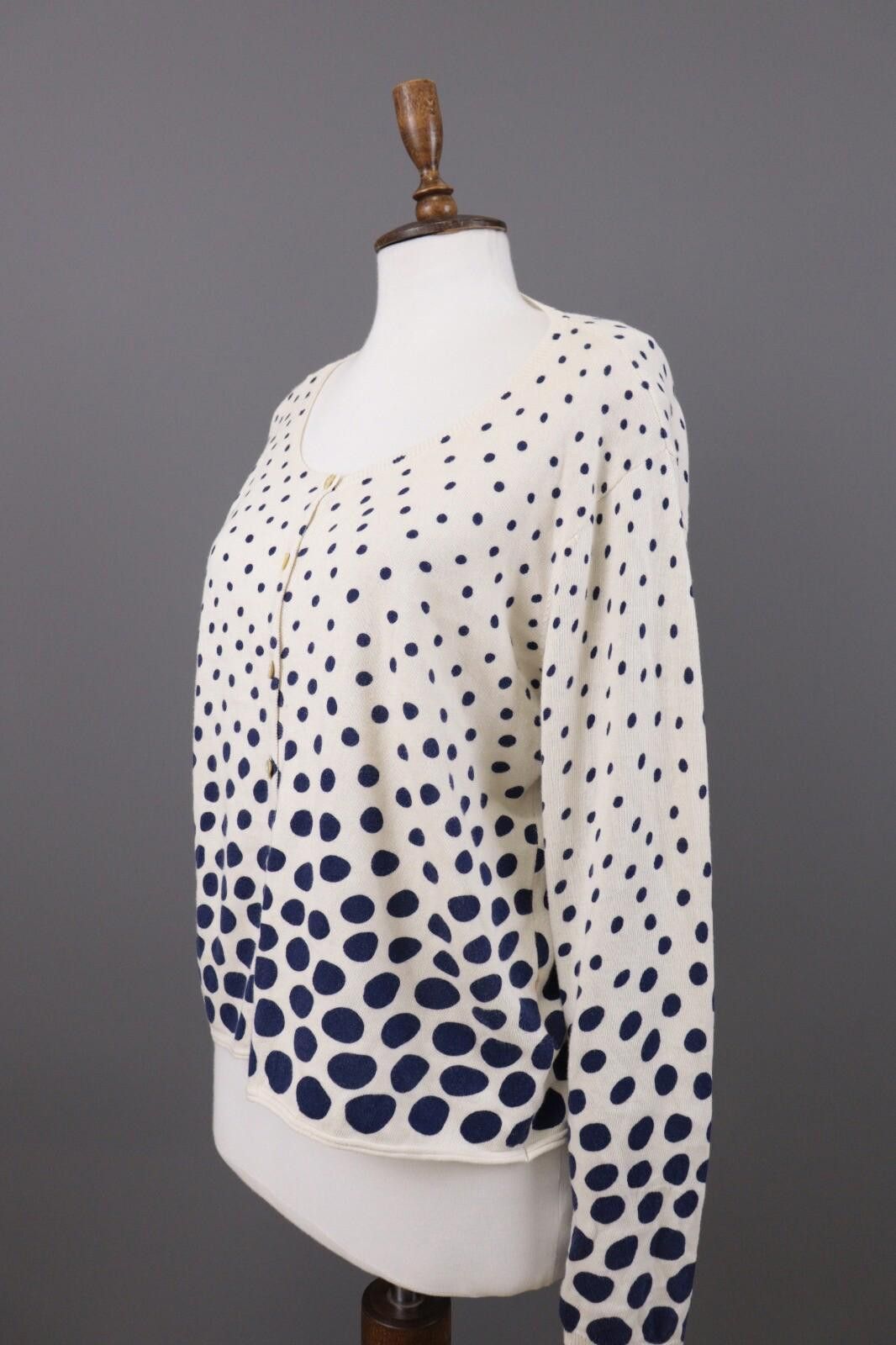 Designer Gudrun Sjoden White Polka Dot Knit Cardigan Sweater Size L Size L / US 10 / IT 46 - 6 Thumbnail