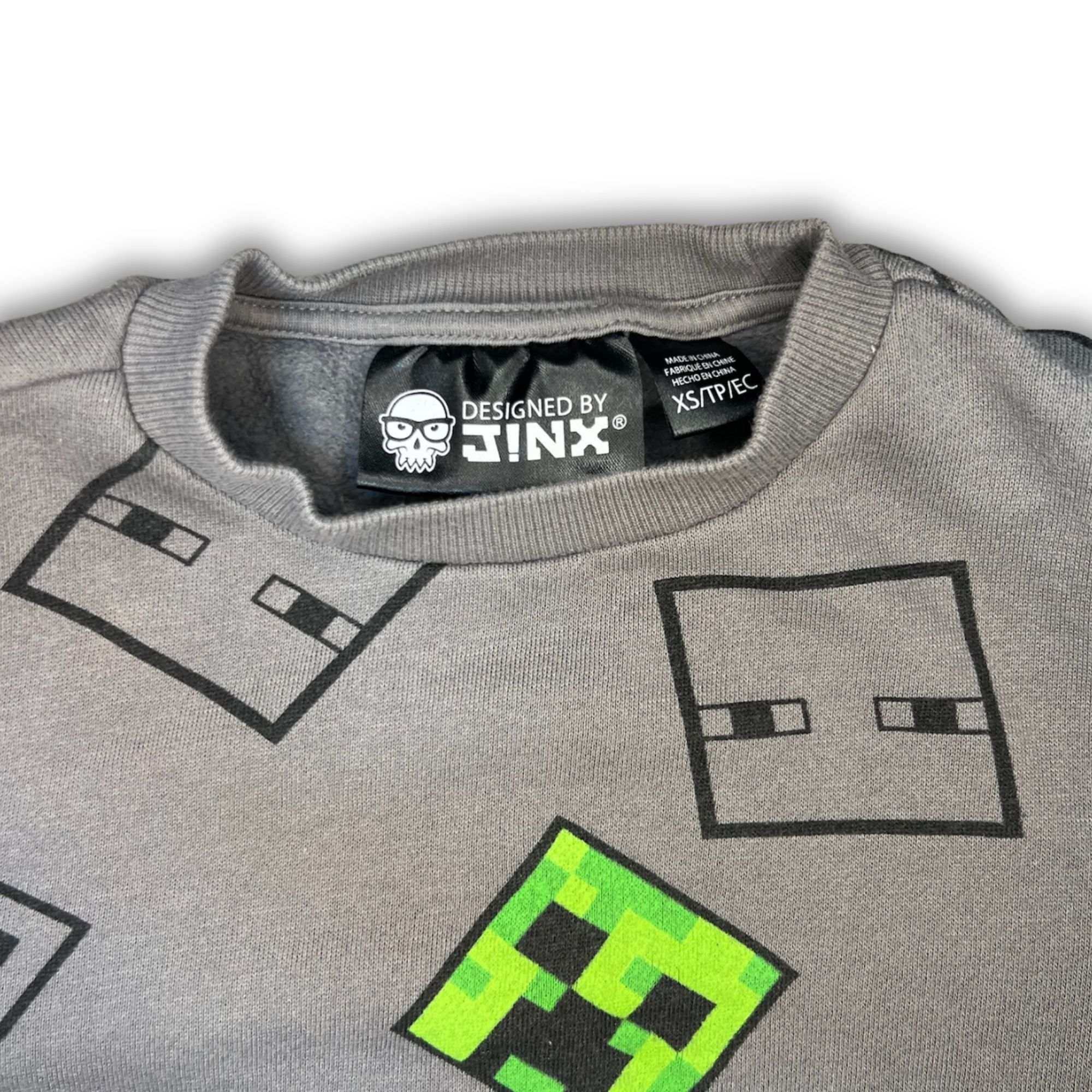 Other Jinx X Minecraft Creeper & Mob Pattern Kids Sweater - Gray & Size US XS / EU 42 / 0 - 6 Thumbnail