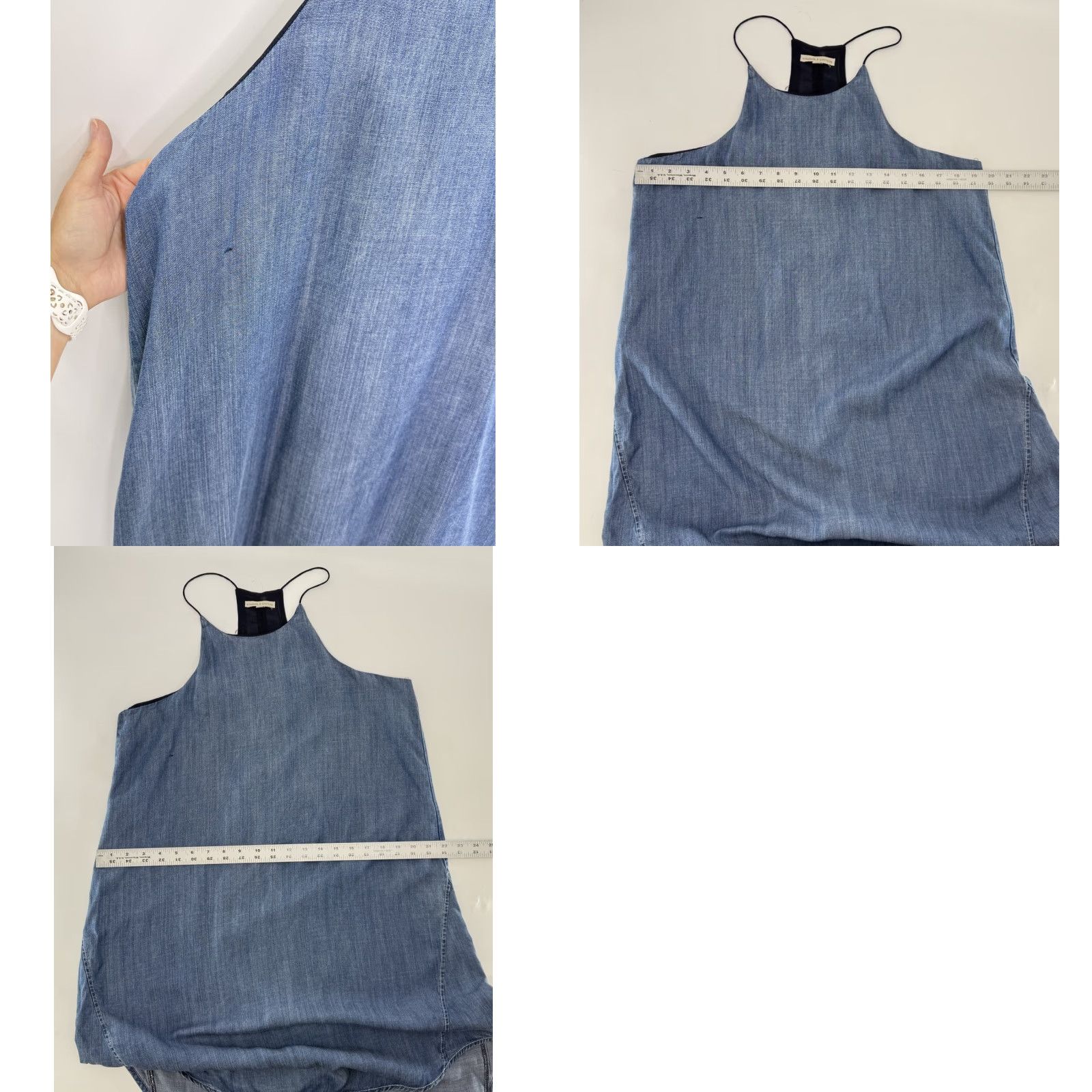 Vintage Standards & Practices Blue Chambray Sleeveless High Low Hem Dress M Womens Size M / US 6-8 / IT 42-44 - 8 Thumbnail