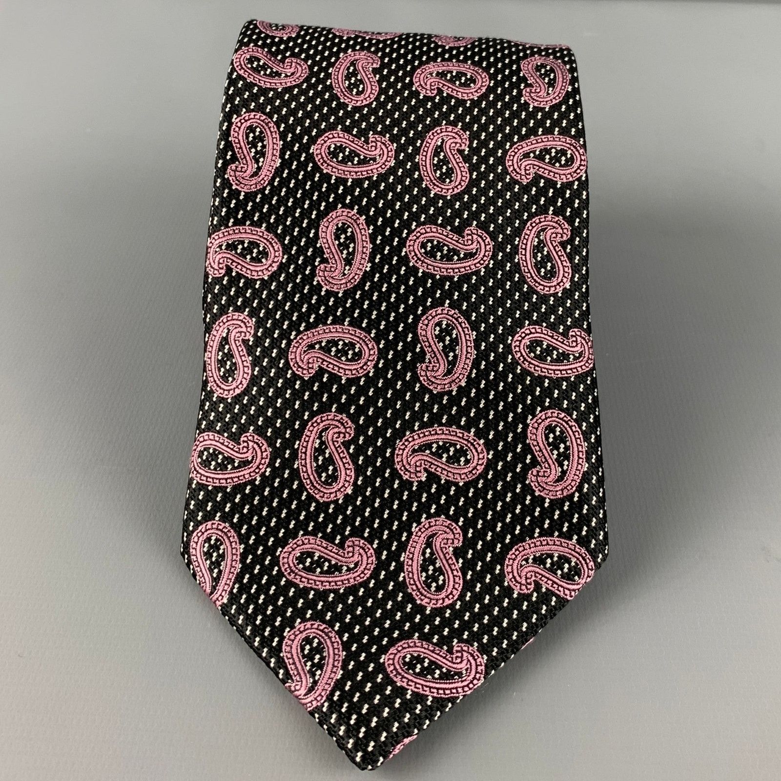 Ermenegildo Zegna ERMENEGILDO ZEGNA Black Purple Paisley Silk Tie Size ONE SIZE - 1 Thumbnail