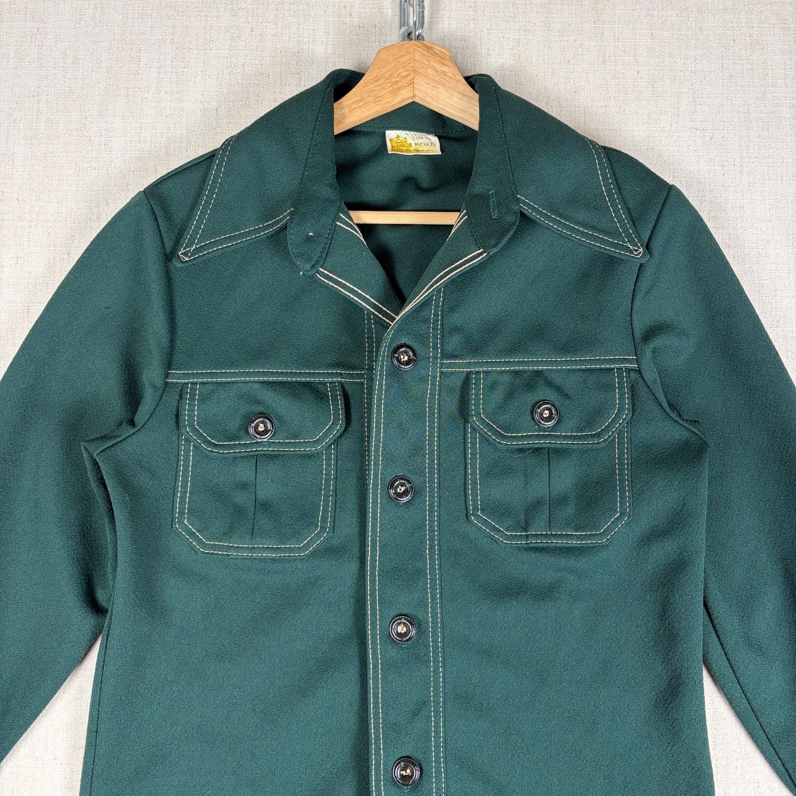 Sears VTG Sears Kings Road 1970s Disco Forest Green Smll Button Up Size US S / EU 44-46 / 1 - 1 Thumbnail