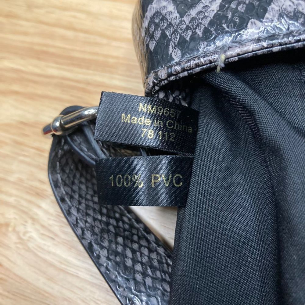 Nicole Miller Nicole Miller, Snakeskin Print Gray Black Vegan Leather, Rosette Accents Womens Size ONE SIZE - 4 Thumbnail