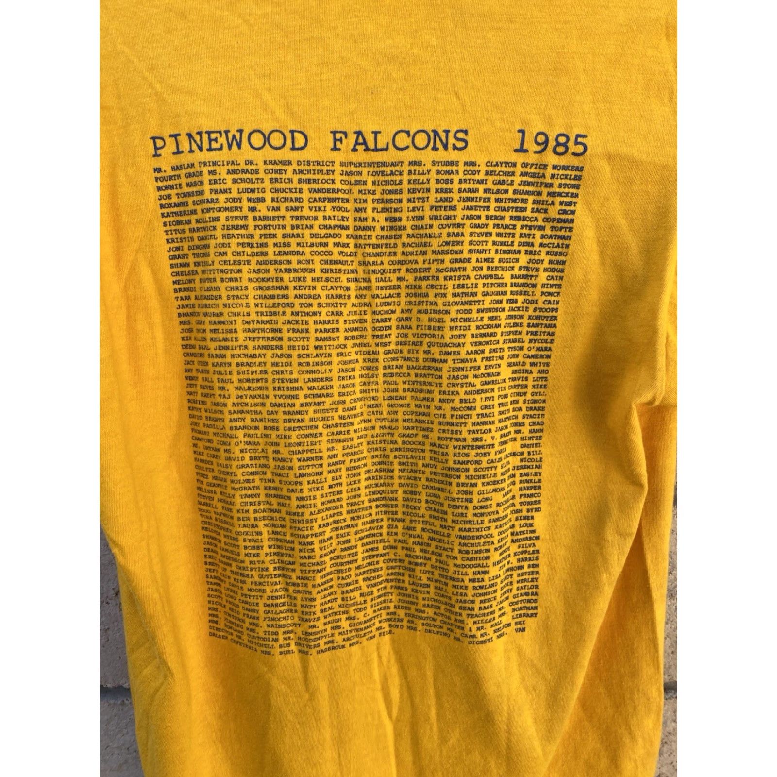 Hanes VINTAGE Hanes T-Shirt 1980s Pinewood Falcons 80s Graphic Print Short Sleeve Yellow Size S Mens Size US S / EU 44-46 / 1 - 5 Thumbnail