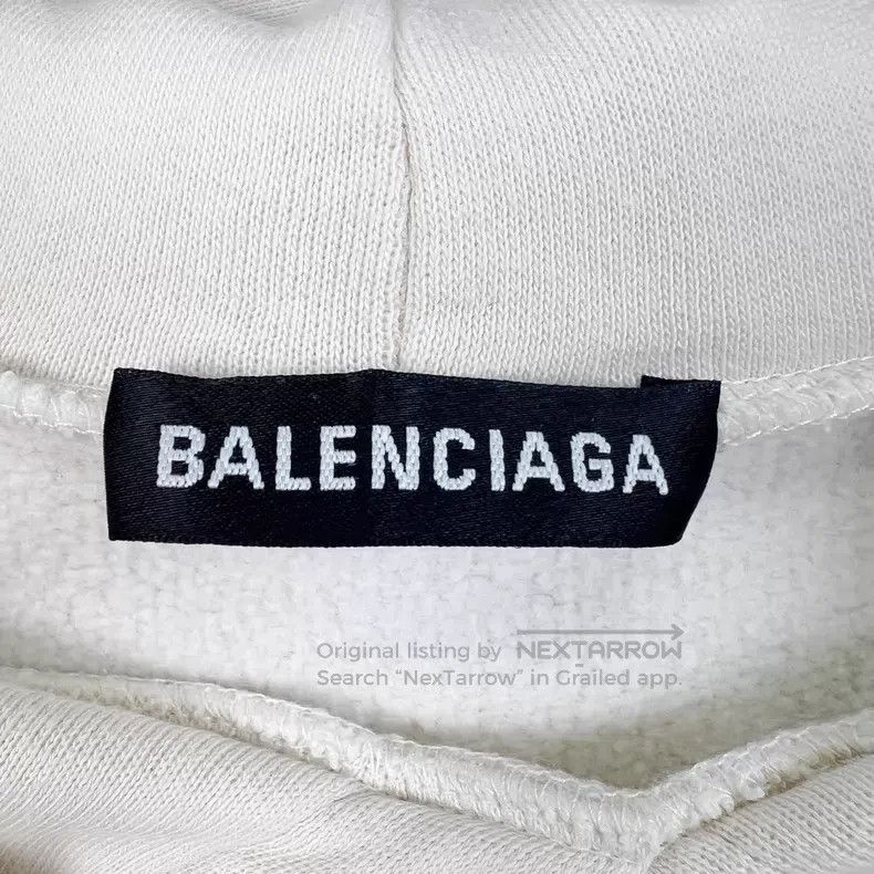 Balenciaga Balenciaga Cream white front and back logo print fleece ho Size US L / EU 52-54 / 3 - 5 Thumbnail