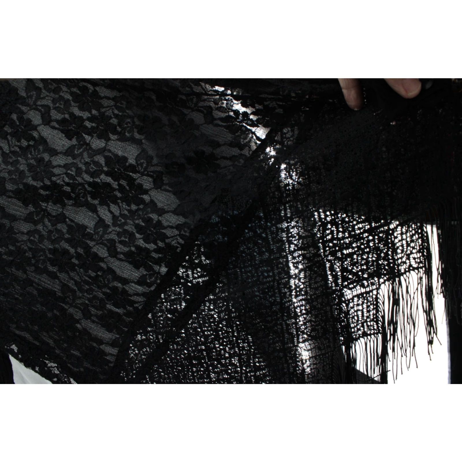 Free People Free People Shirt Women Medium Black Fringe Lace Windows of Lace Festival Concert Goth Size M / US 6-8 / IT 42-44 - 4 Thumbnail