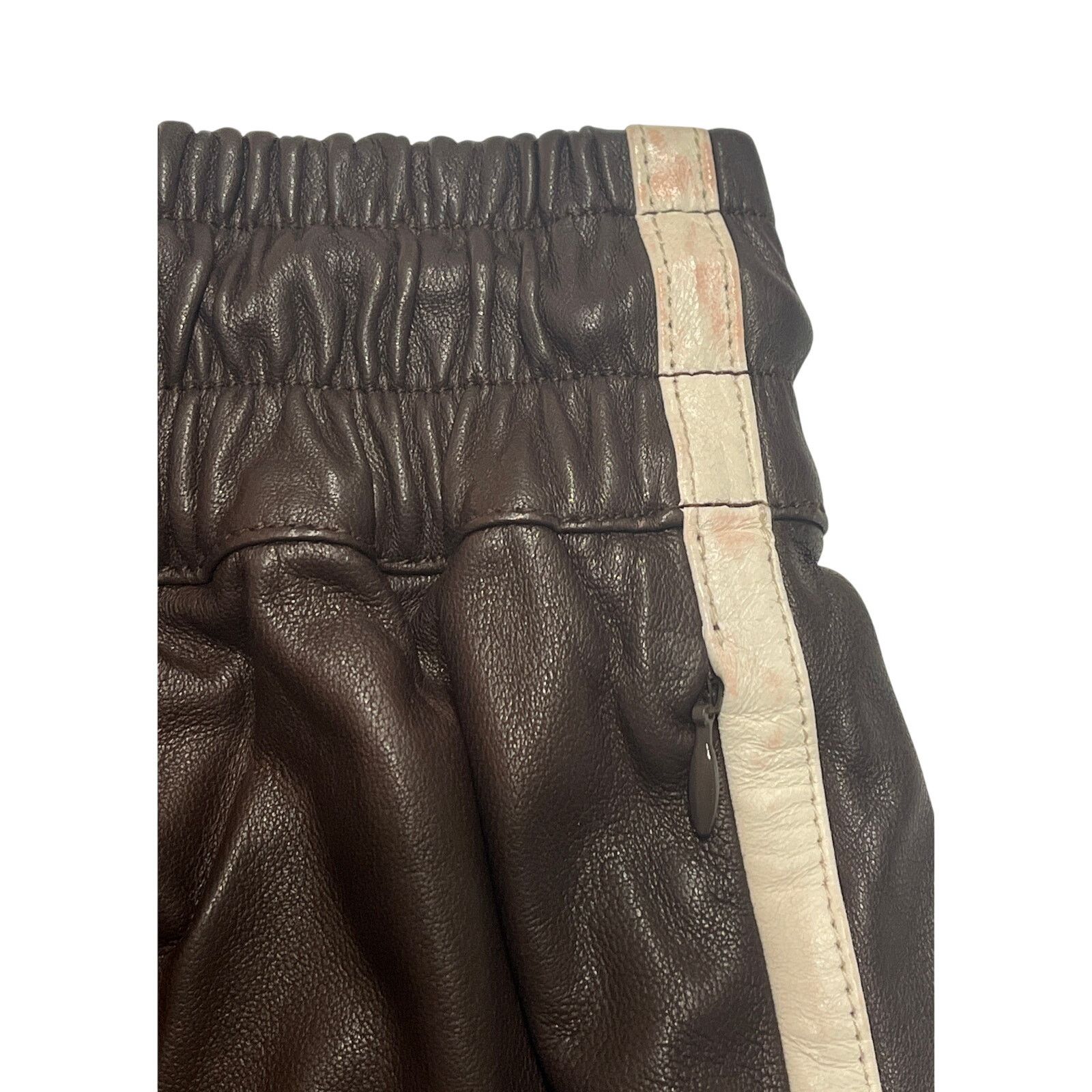 9-49 FRAME Men's Gym Shorts 100% Lamb Leather Brown XL