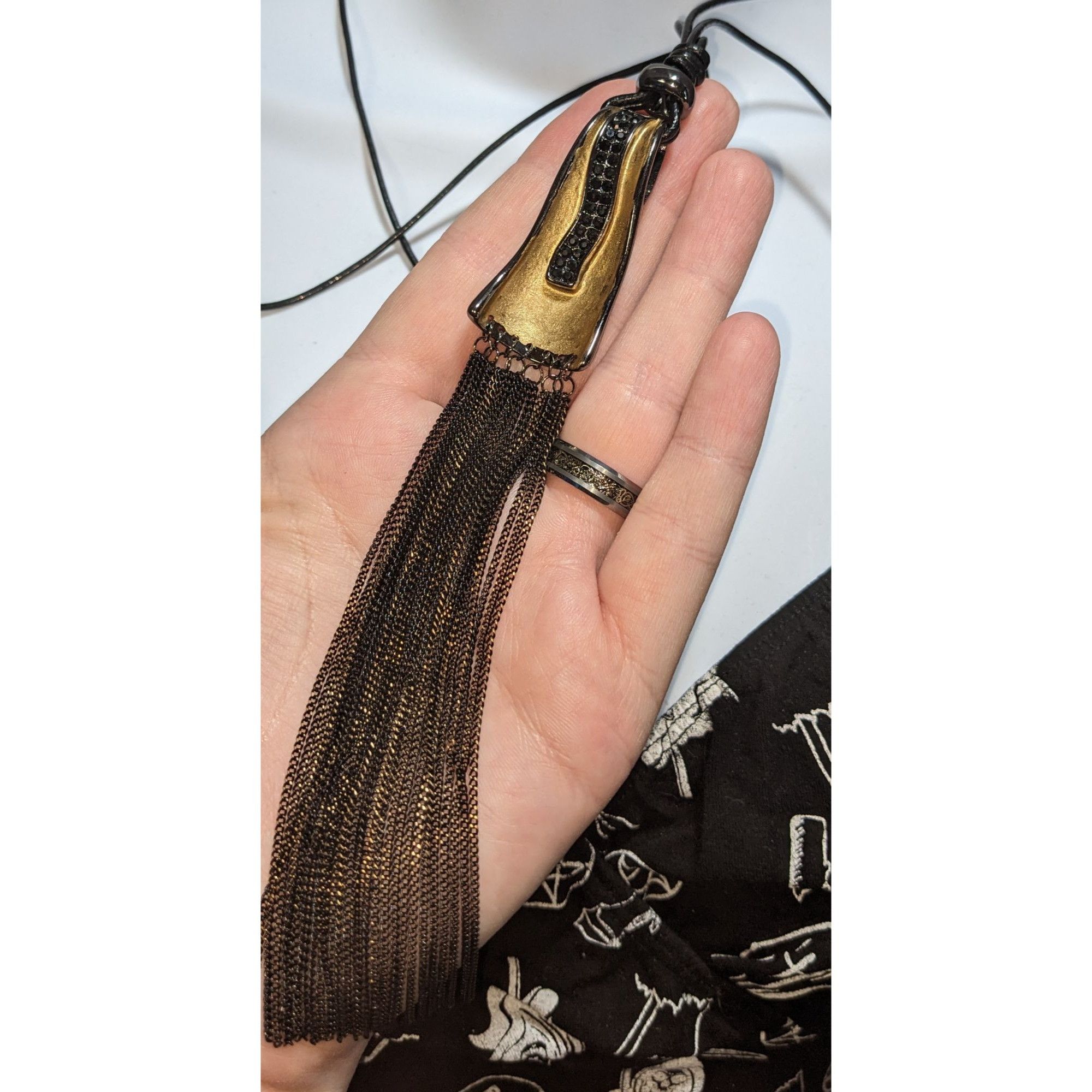 Other Sweet Lola Gothic Black & Gold Tassel Pendant Necklace Size ONE SIZE - 6 Thumbnail