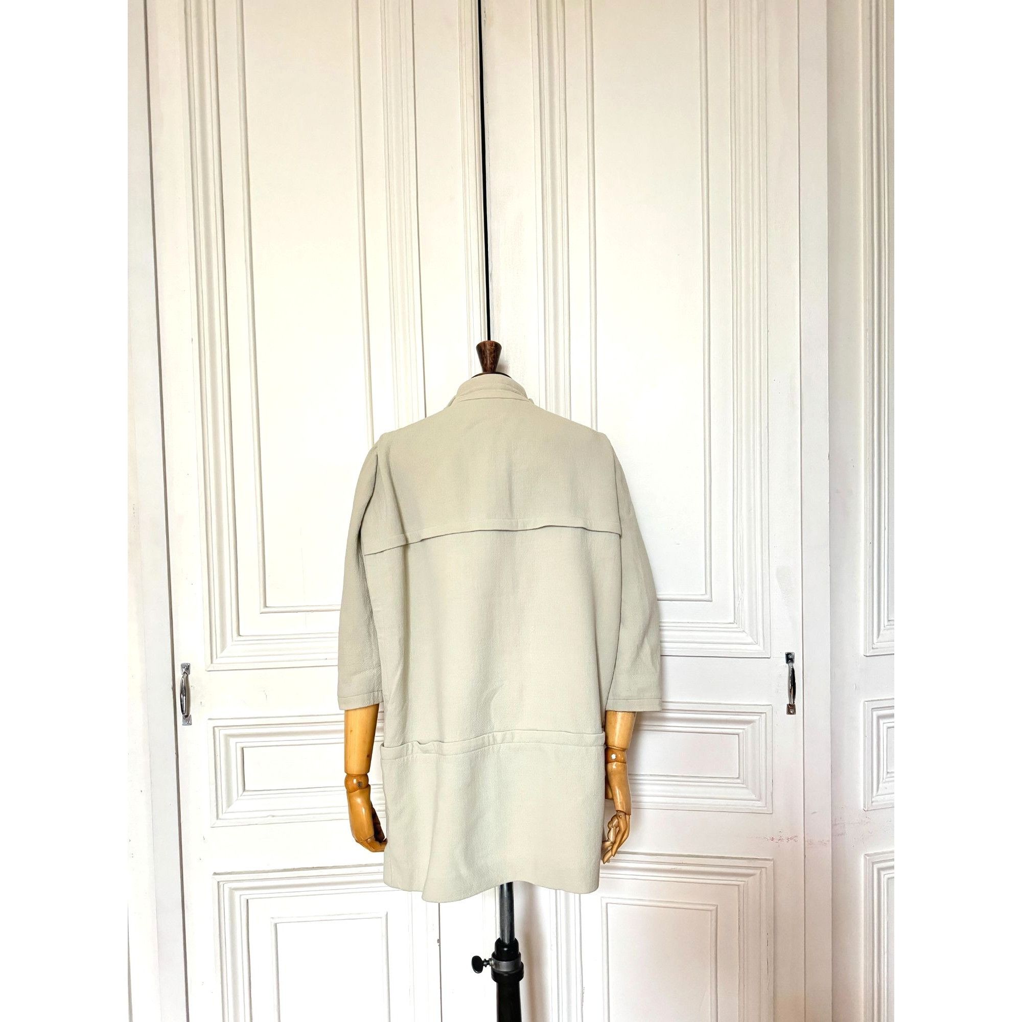 Courreges 1960s Beige-Grey Cotton Coat Size M / US 6-8 / IT 42-44 - 5 Thumbnail
