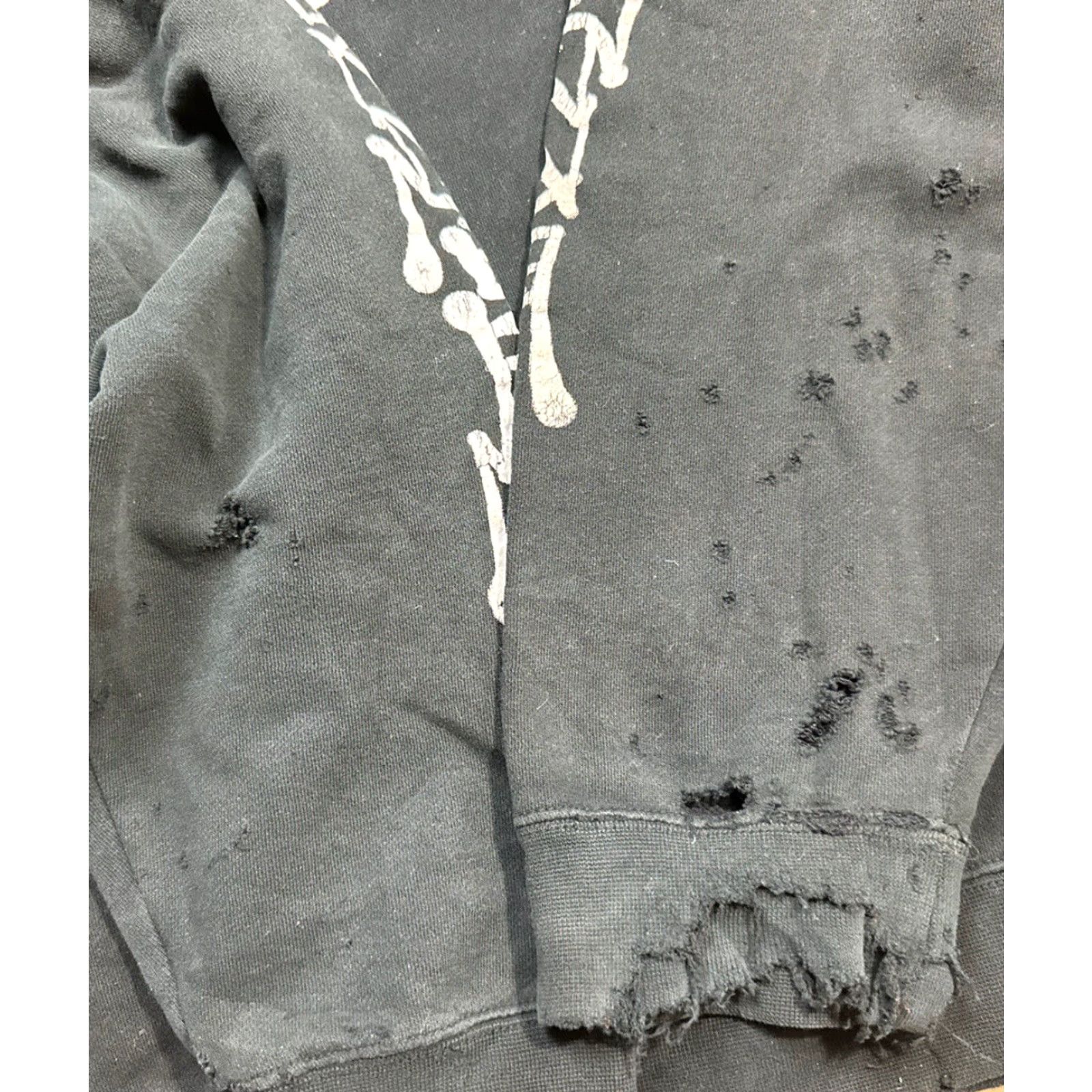 VINTAGE Streetwise Black Distressed Hoodie XL Men Pullover