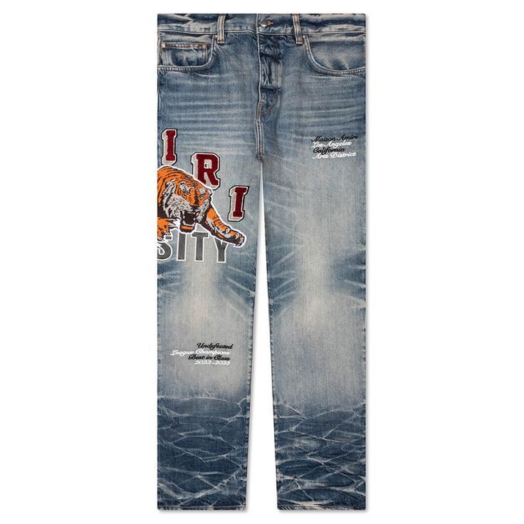 o1w1db11224 Varsity Tiger Five-Pocket Jeans Vintage Indigo