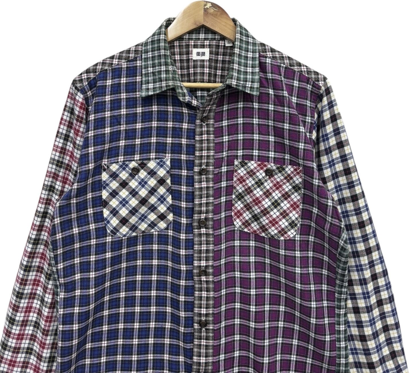 Japanese Brand × Needles × Uniqlo Vintage Flannel Rebuild Style Patcwork Uniqlo Flannel Size US M / EU 48-50 / 2 - 7 Thumbnail