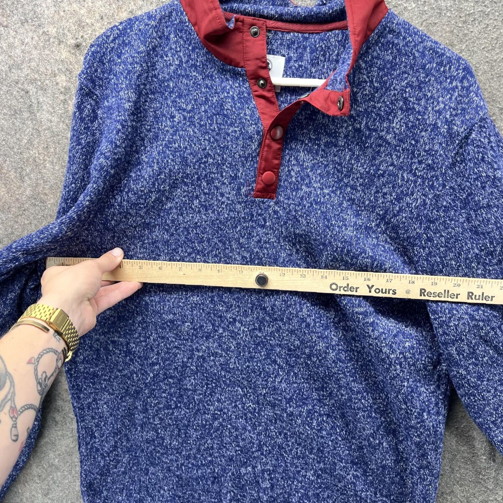 Southern Proper Southern Proper Sweater Mens Medium Blue Red Snap Fleece Pullover Quarter Snap Size US M / EU 48-50 / 2 - 6 Thumbnail