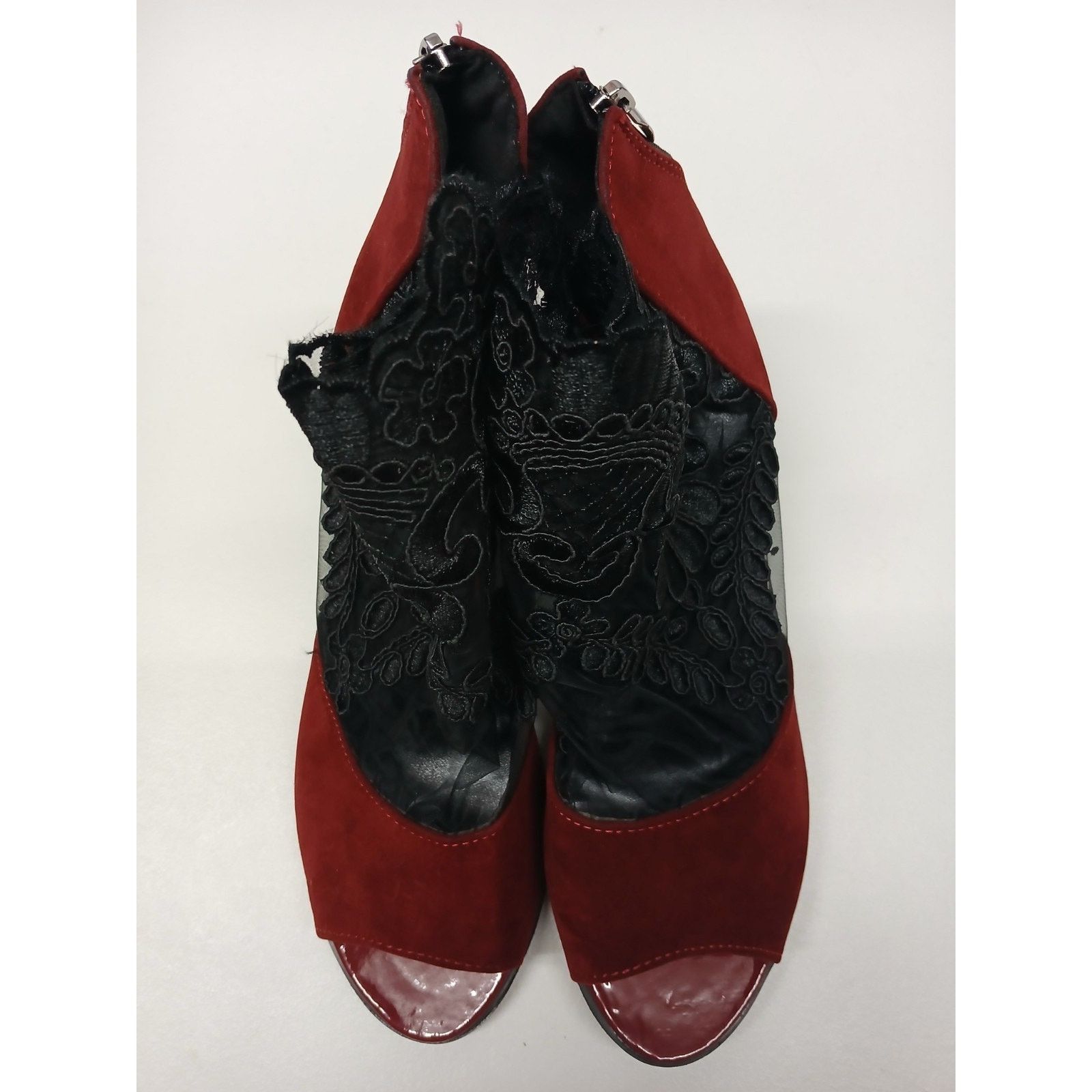 Other Multicolor (9.5) Peep-Toe Lace Accent Ankle Bootie Heels Size US 9.5 / IT 39.5 - 1 Thumbnail