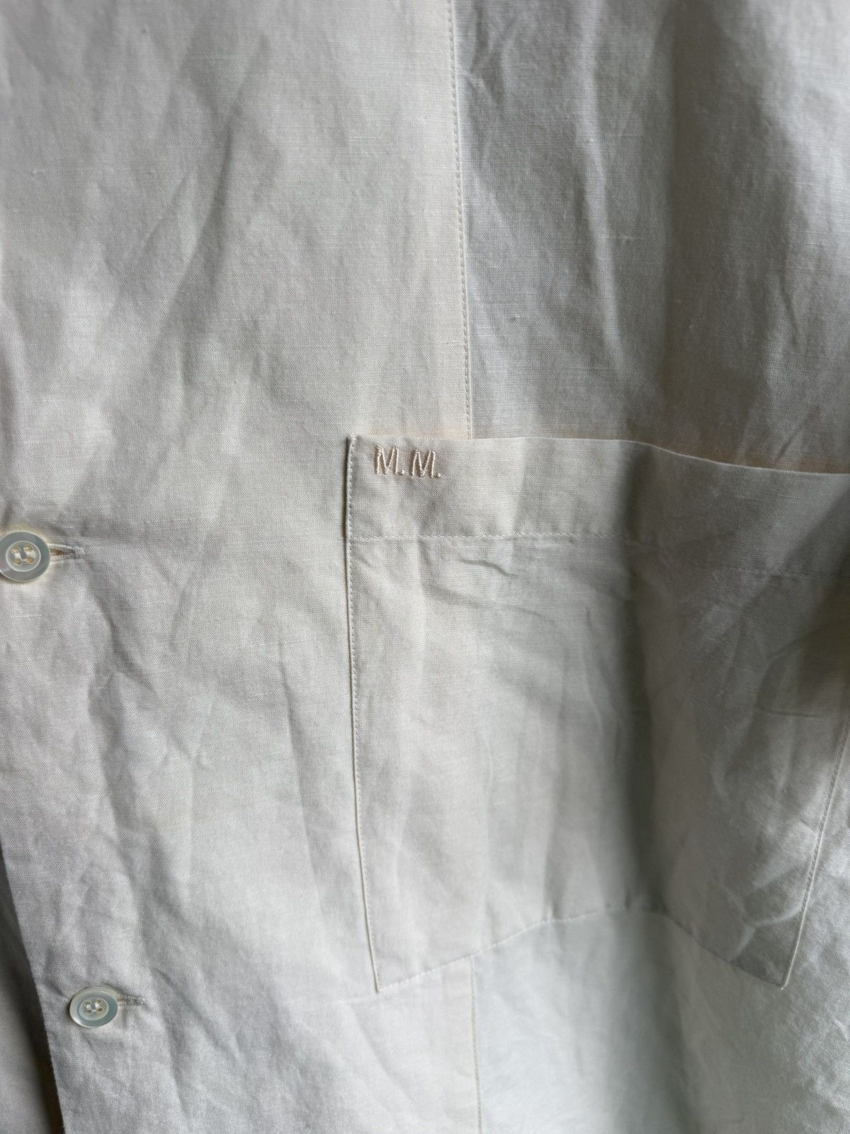 Maison Margiela Maison Margiela S/S 2022 Linen Blend Camp Collar Shirt Beige Size US L / EU 52-54 / 3 - 8 Thumbnail