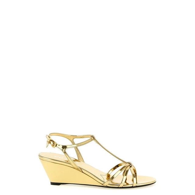 PRADA Gold 50mm Sandals New And Authentic (Women's size:7.5;