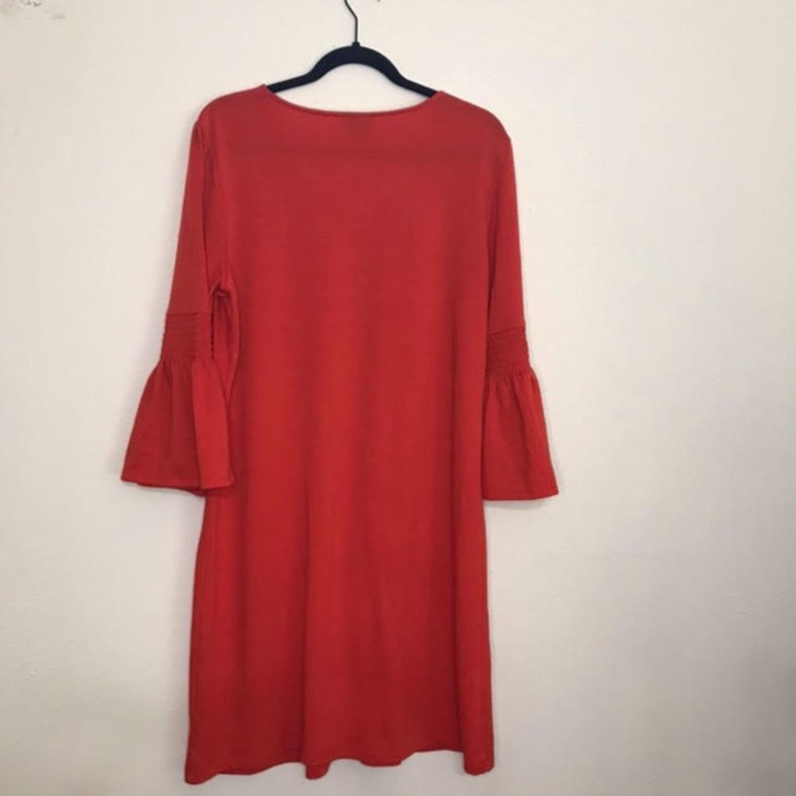 Other a.n.a. Reddish Orange Knit Cropped Bell Sleeve Shift Dress Size L / US 10 / IT 46 - 10 Thumbnail