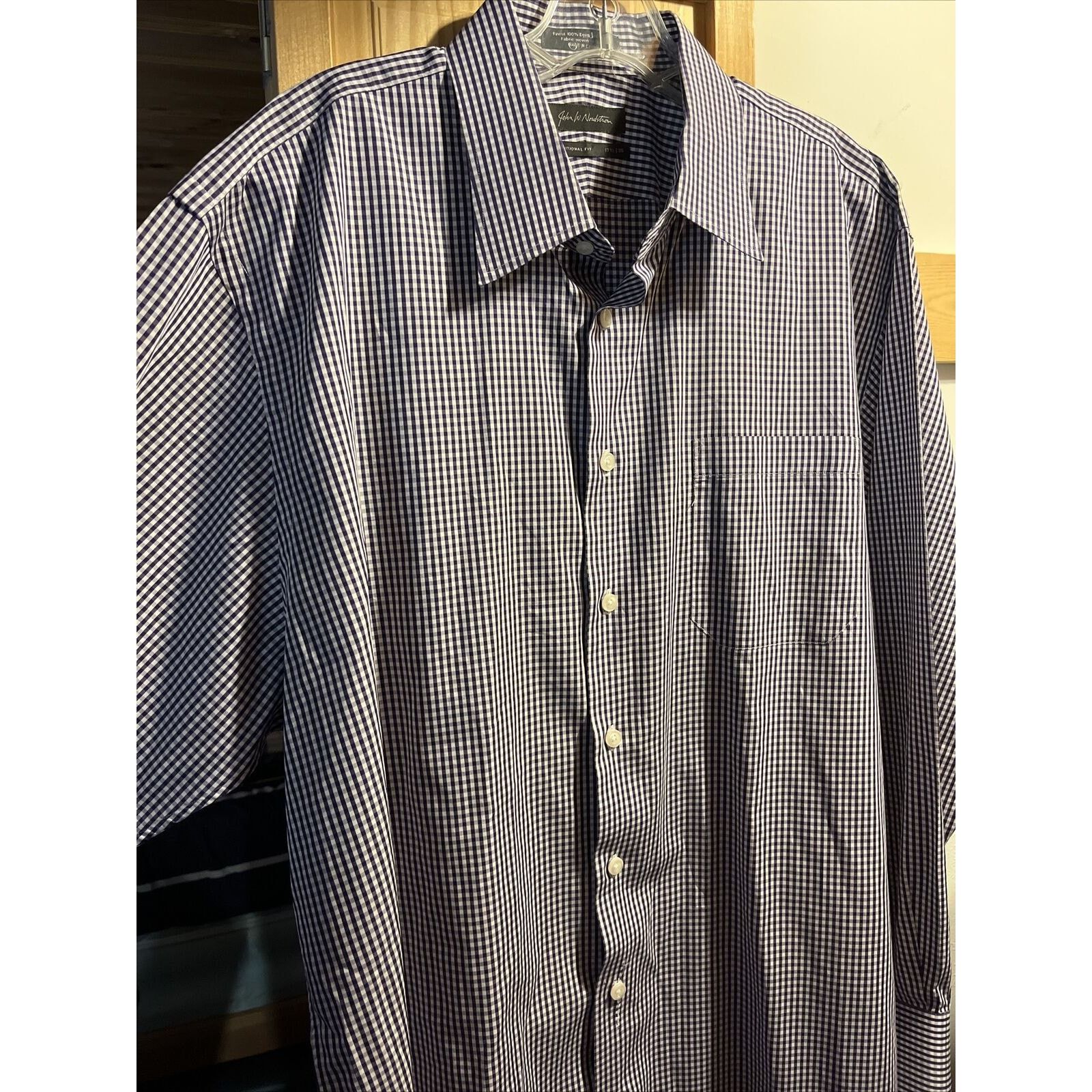 Nordstrom John W Nordstrom 17.5 35 Purple Check LS Egypt Cotton Shirt Size US XXL / EU 58 / 5 - 5 Thumbnail