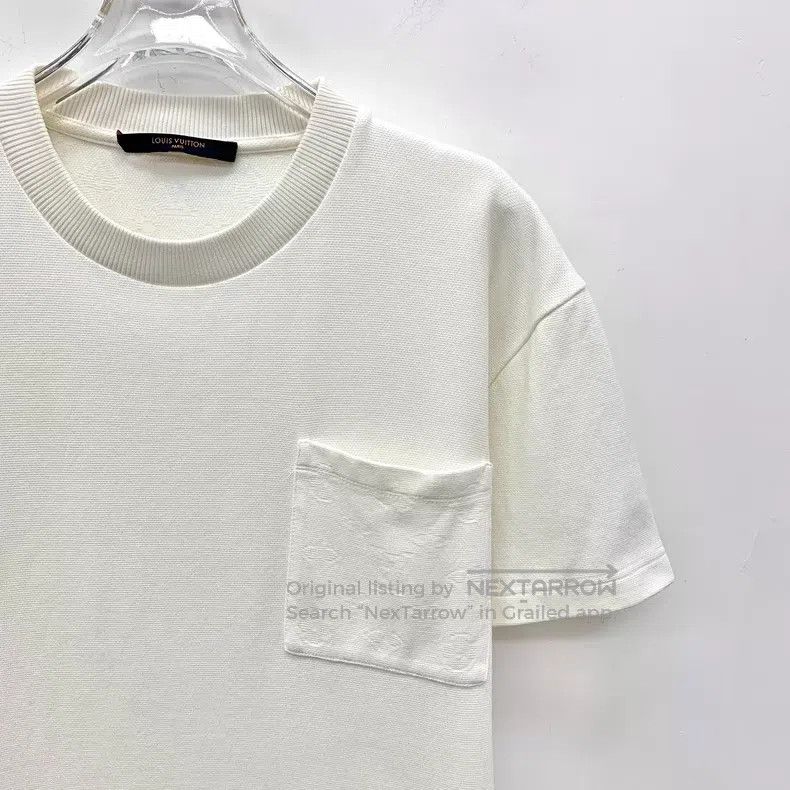 Louis Vuitton Louis Vuitton 24 White Pocket Embossed Cotton Crew Neck Sh Size US S / EU 44-46 / 1 - 3 Thumbnail