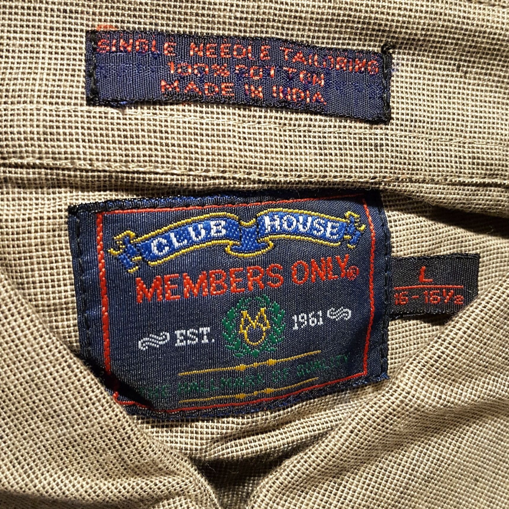 Members Only VINTAGE Members Only Shirt Beige Short Sleeve Button-Up Pocket 90s L Mens Size US L / EU 52-54 / 3 - 4 Thumbnail